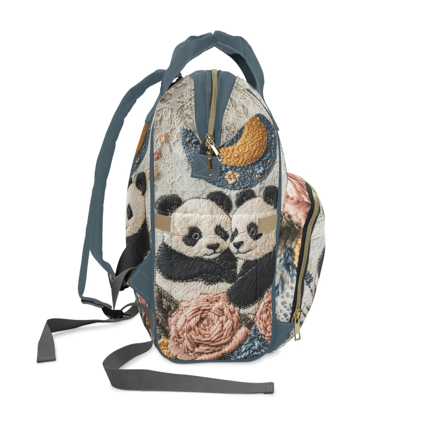 Custom Multifunctional Diaper Backpack: Twin Pandas Design