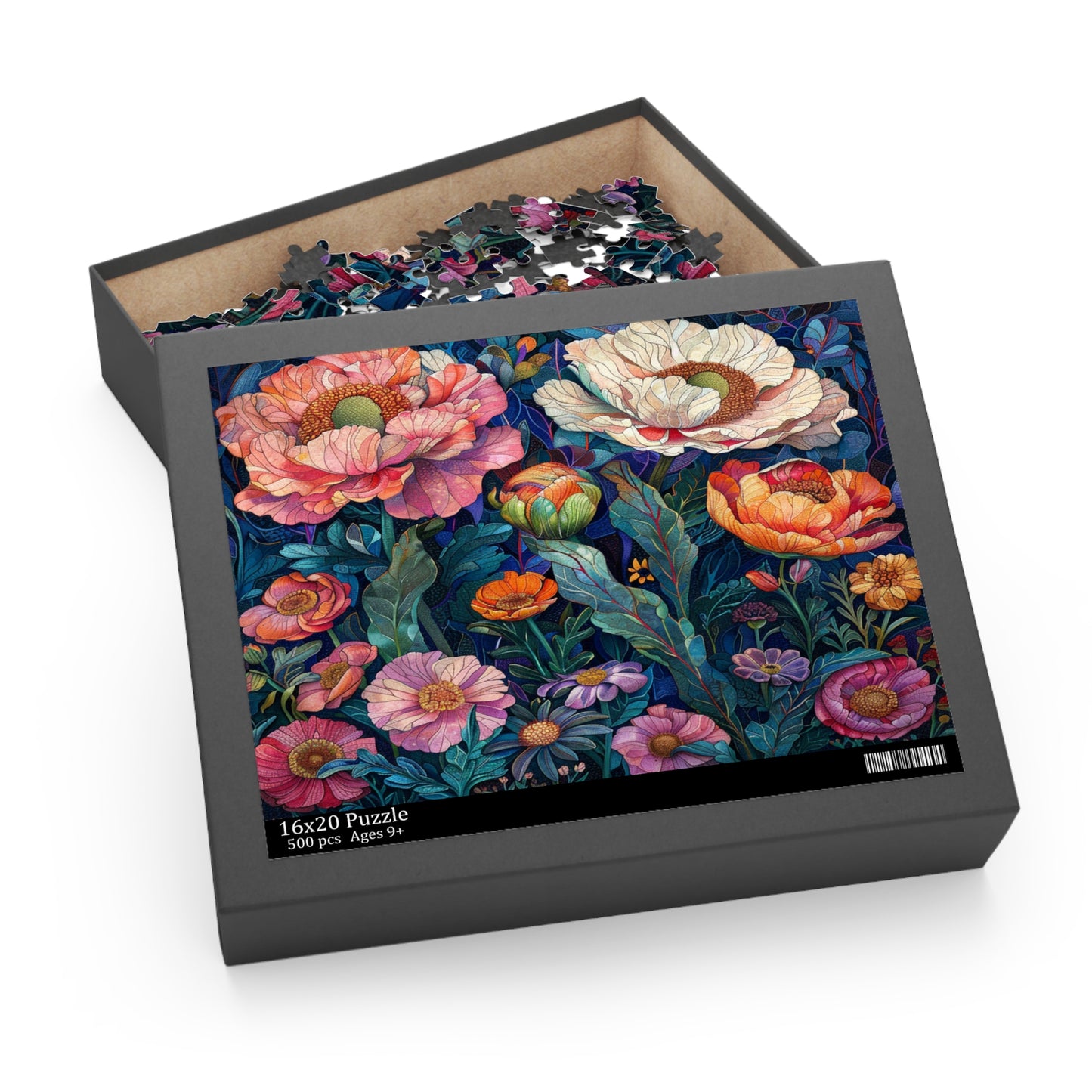 Midnight Bloom: A Symphony of Peonies in Moonlight - Puzzle (120, 252, 500-Piece)