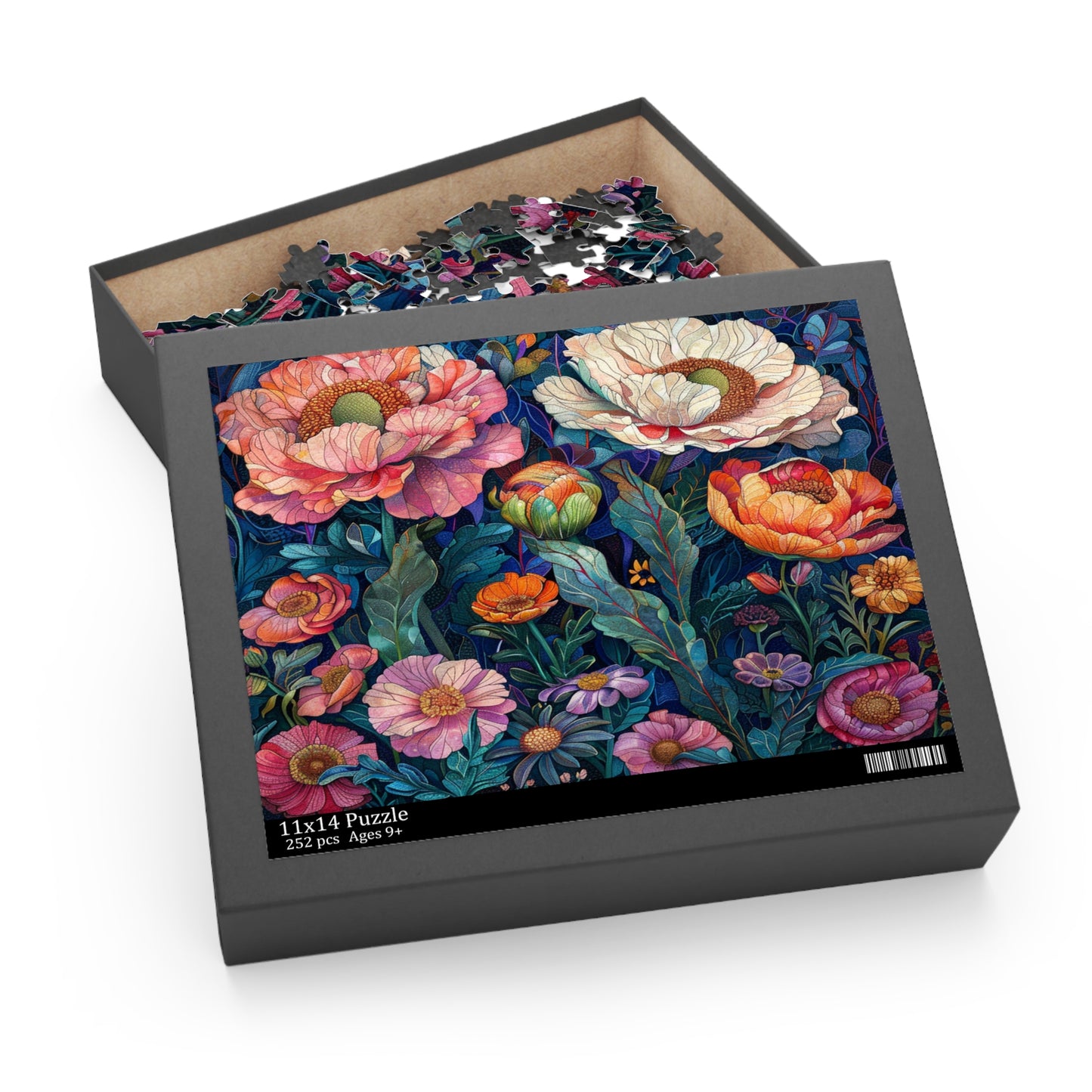 Midnight Bloom: A Symphony of Peonies in Moonlight - Puzzle (120, 252, 500-Piece)