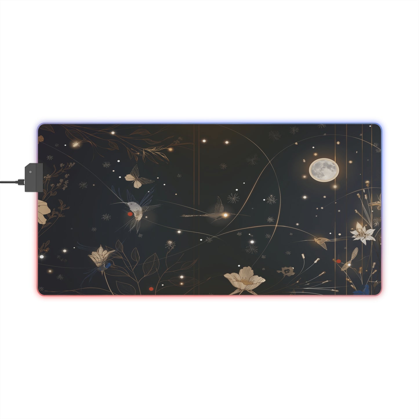 LED Gaming Mouse Pad - Moonlit Enchantment: A Night Garden