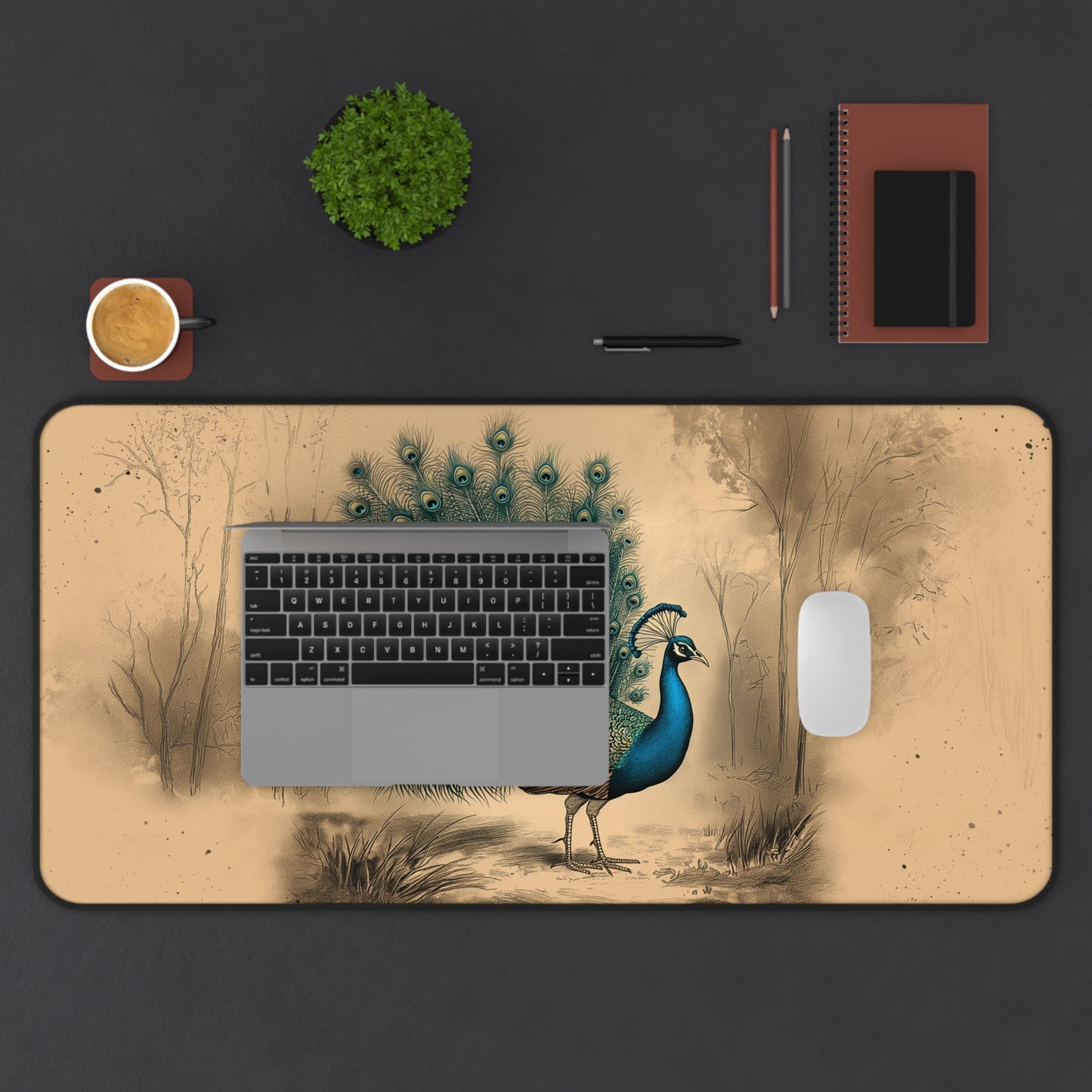 Gaming Desk Mat - Magnificent Peacock Display