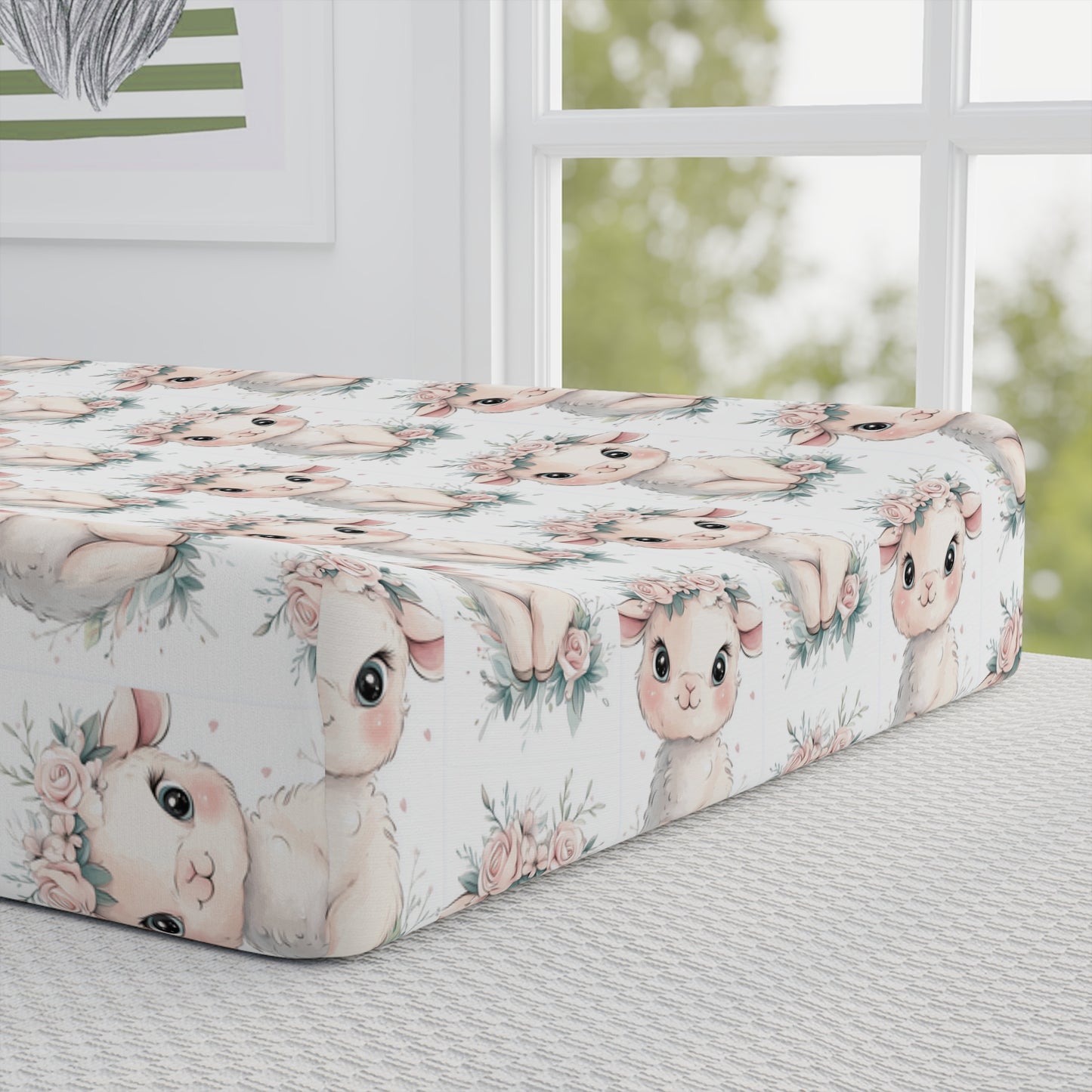 Custom Changing Pad Cover: Lamb Lullaby