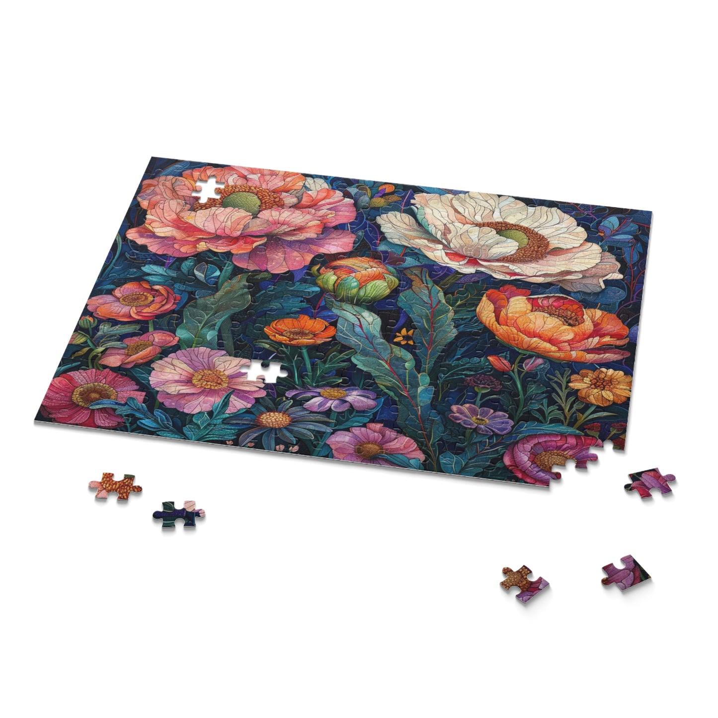 Midnight Bloom: A Symphony of Peonies in Moonlight - Puzzle (120, 252, 500-Piece)
