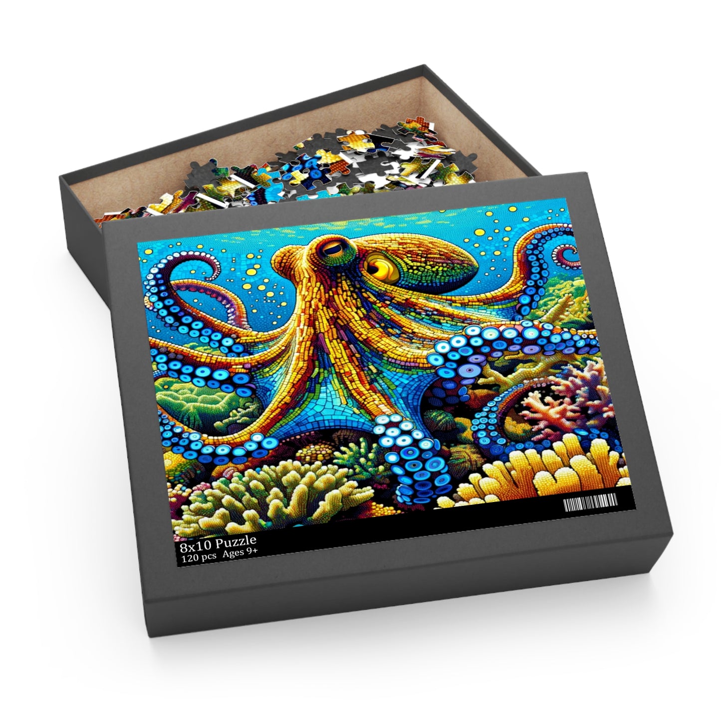 Kaleidoscope of the Deep: The Mesmerizing Mosaic Octopus - Puzzle (120, 252, 500-Piece)