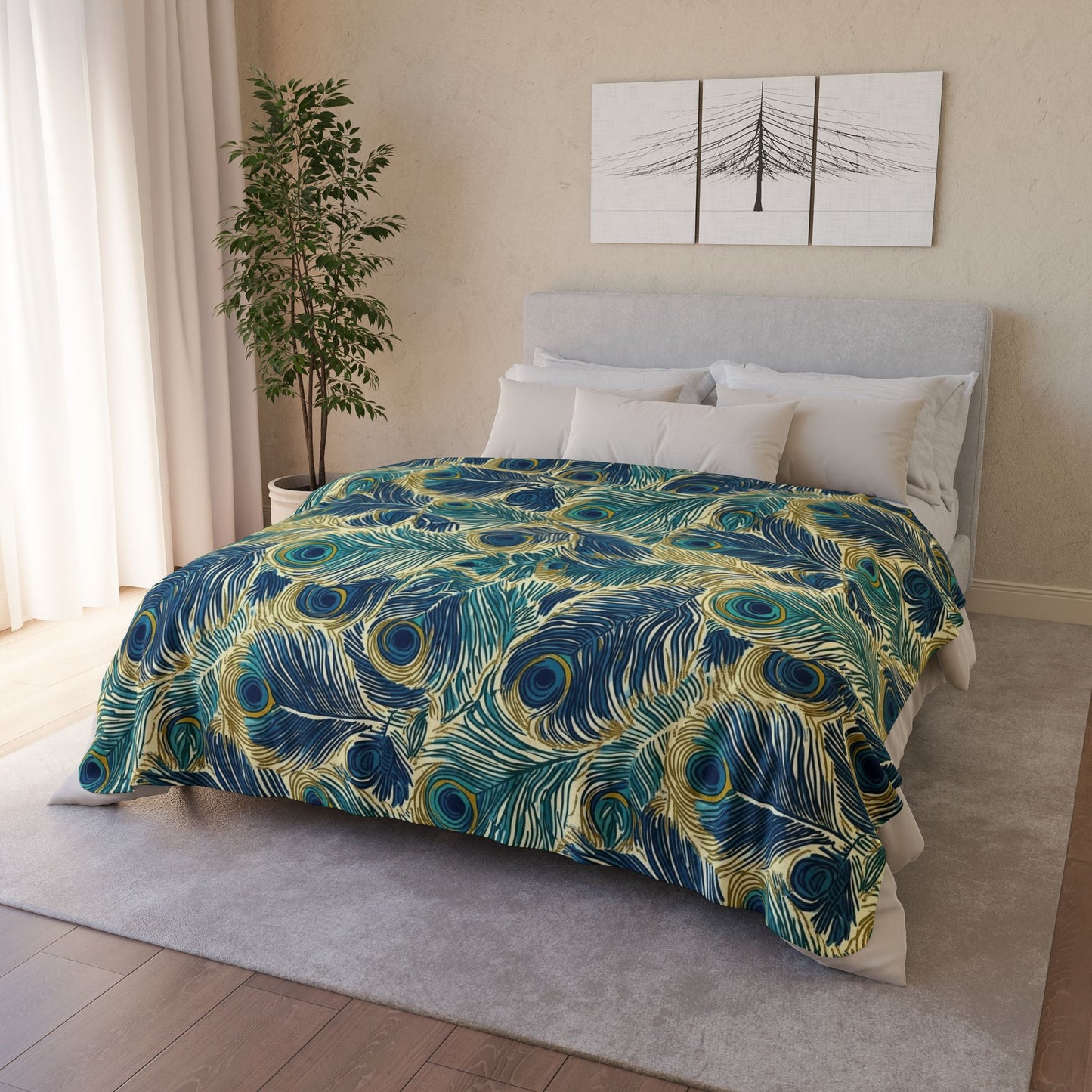 Sherpa Blanket: Custom Opulent Plumage Fleece Throw