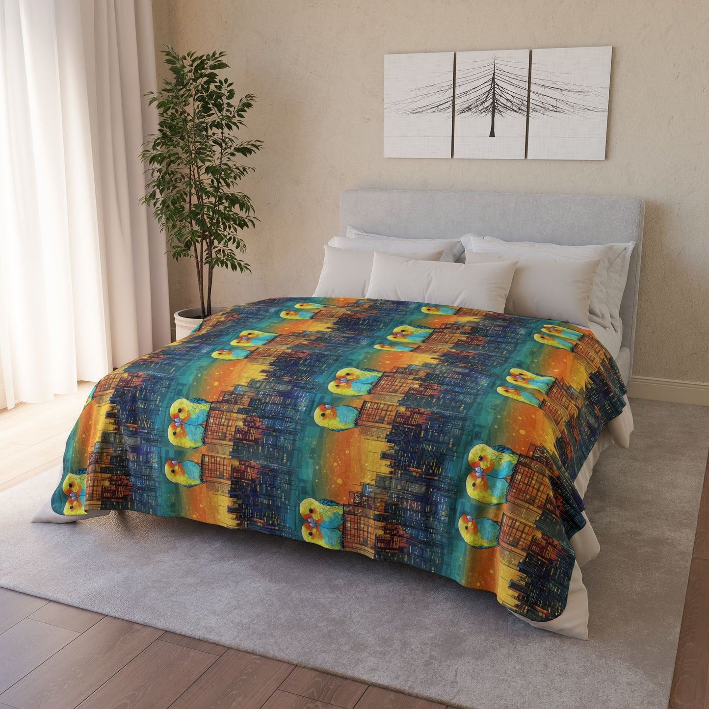 Sherpa Blanket: Custom Skyline Serenade Fleece Throw