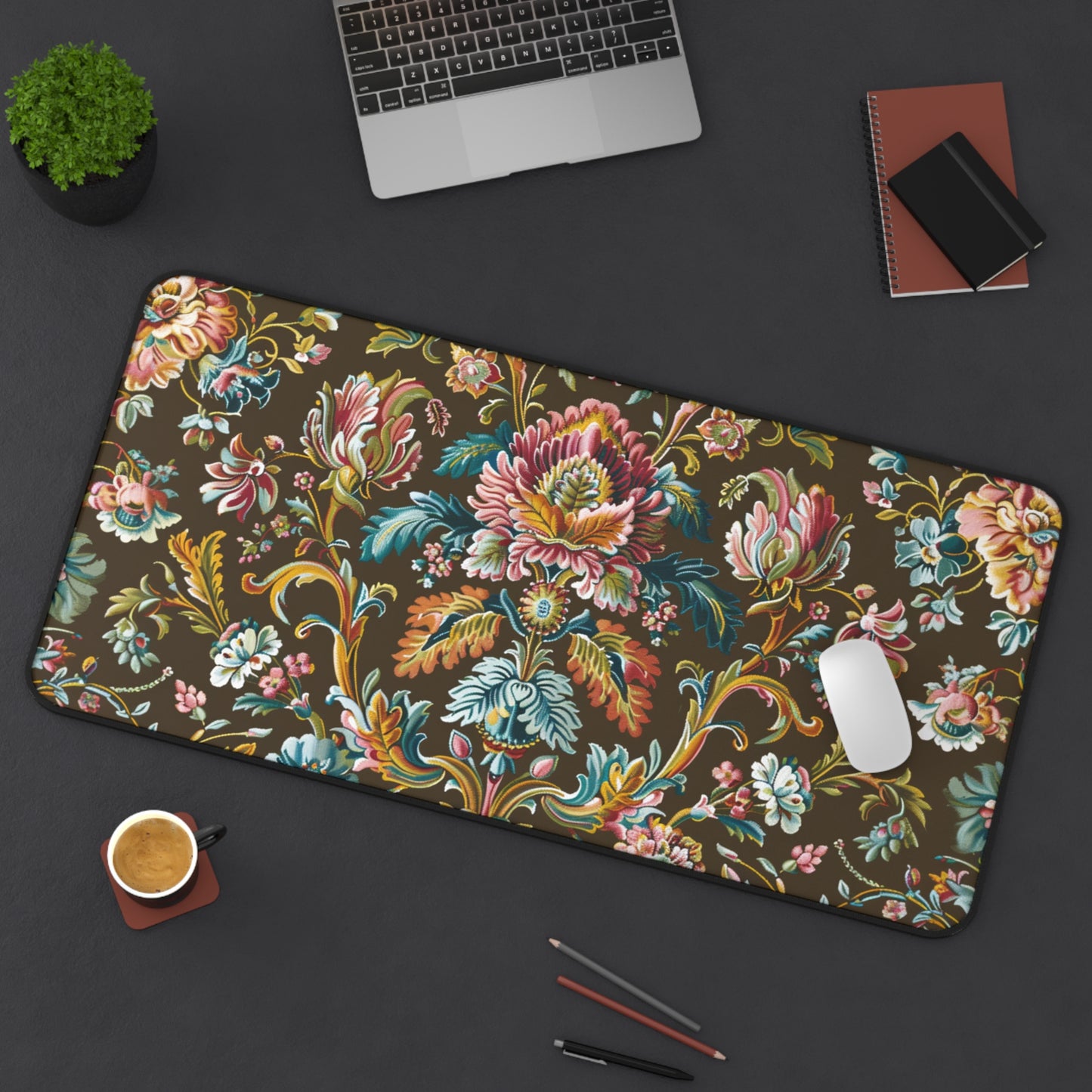Gaming Desk Mat - Baroque Floral Symphony