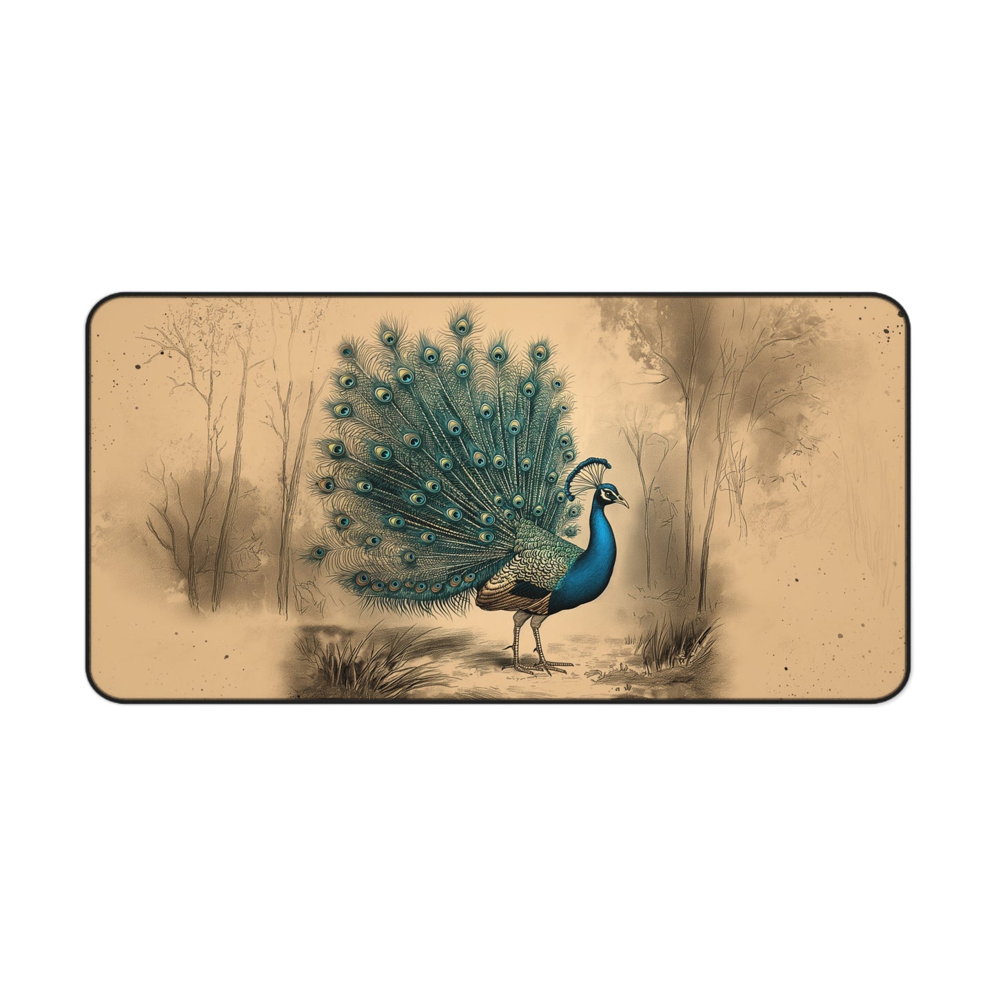 Gaming Desk Mat - Magnificent Peacock Display