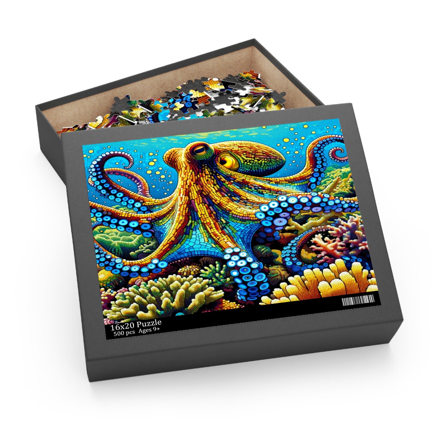 Kaleidoscope of the Deep: The Mesmerizing Mosaic Octopus - Puzzle (120, 252, 500-Piece)