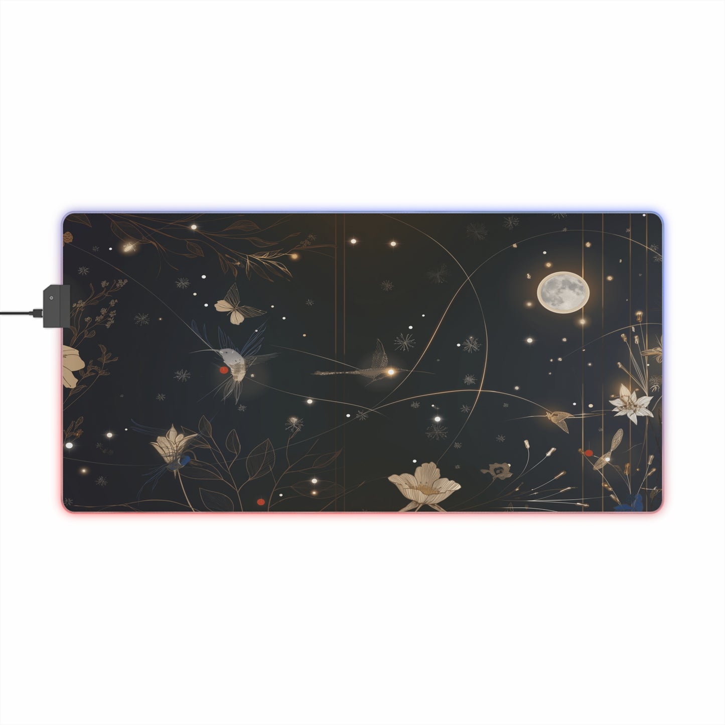 LED Gaming Mouse Pad - Moonlit Enchantment: A Night Garden