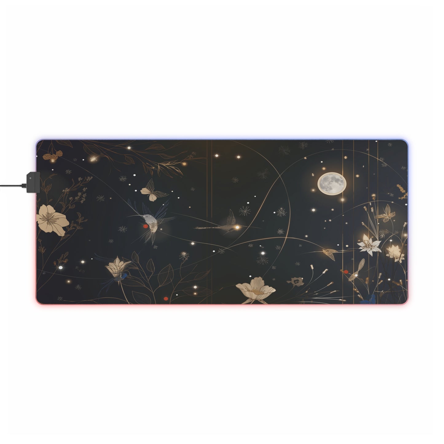 LED Gaming Mouse Pad - Moonlit Enchantment: A Night Garden