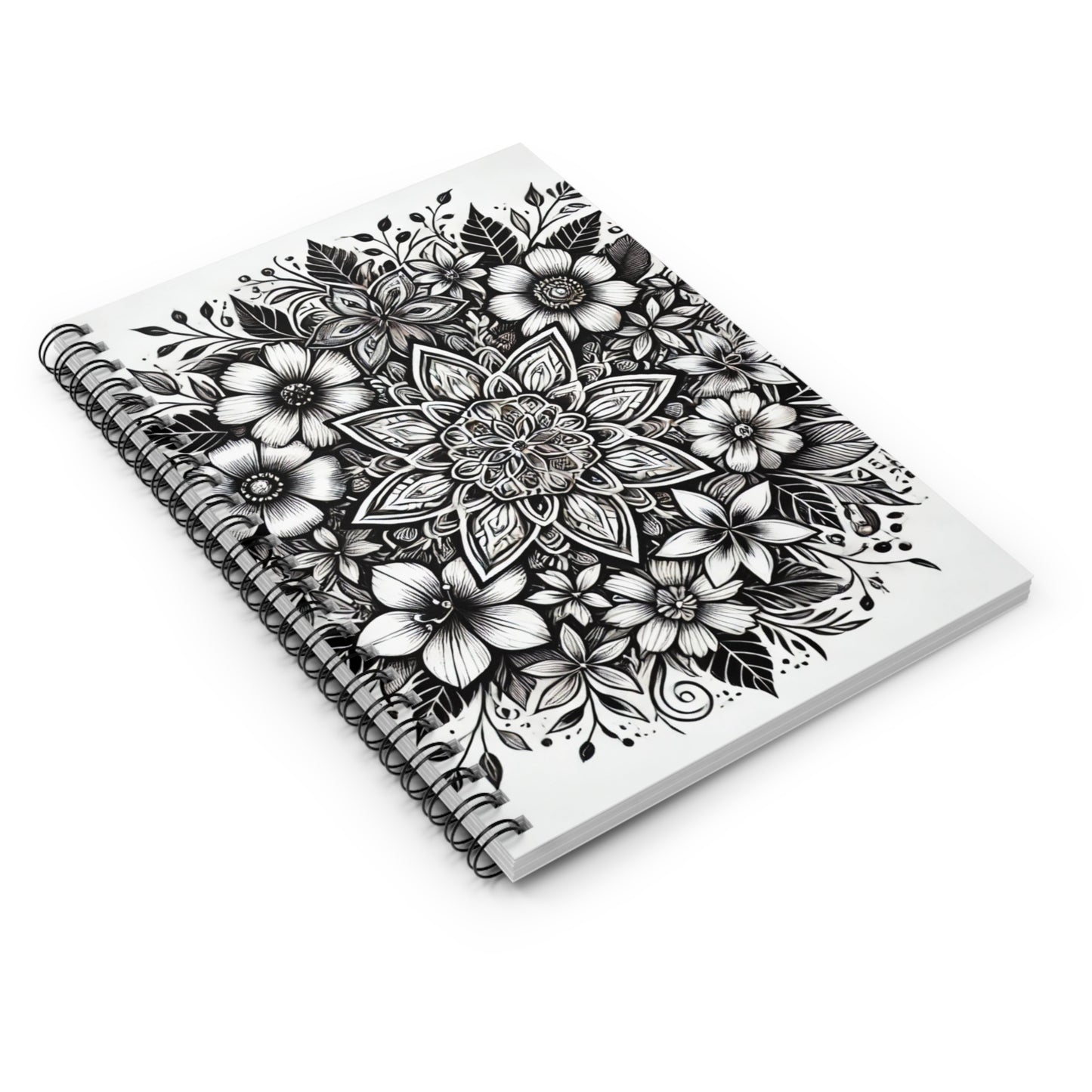 Spiral Notebook - Floral Mandala Tattoo Design
