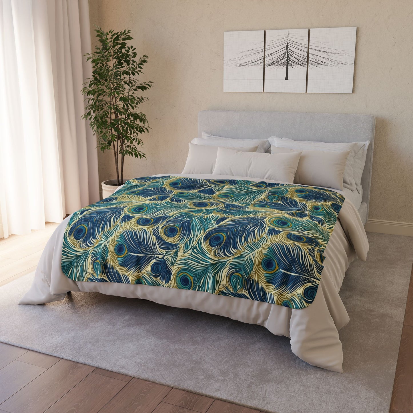 Sherpa Blanket: Custom Opulent Plumage Fleece Throw