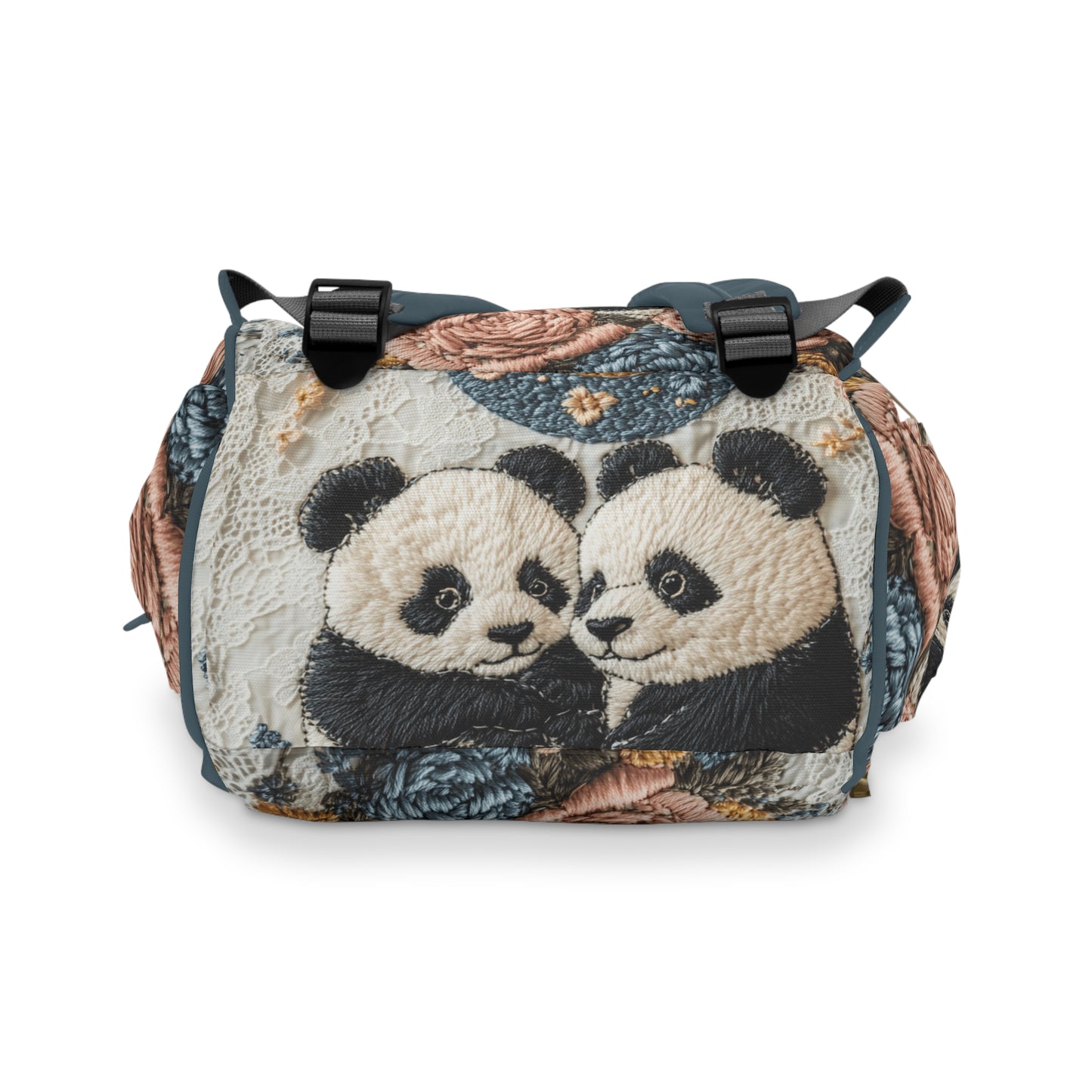 Custom Multifunctional Diaper Backpack: Twin Pandas Design