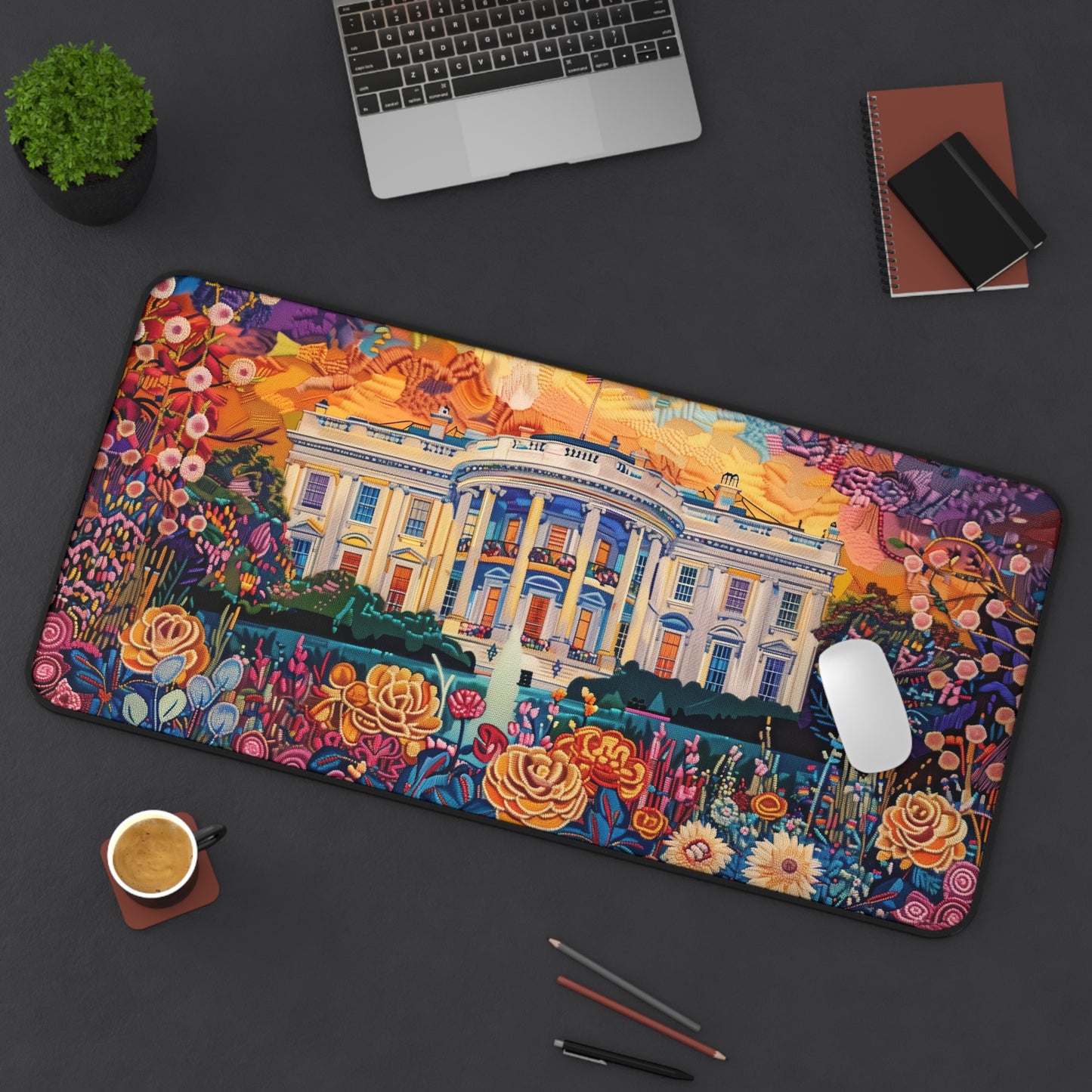 Gaming Desk Mat - Floral Splendor at the White House