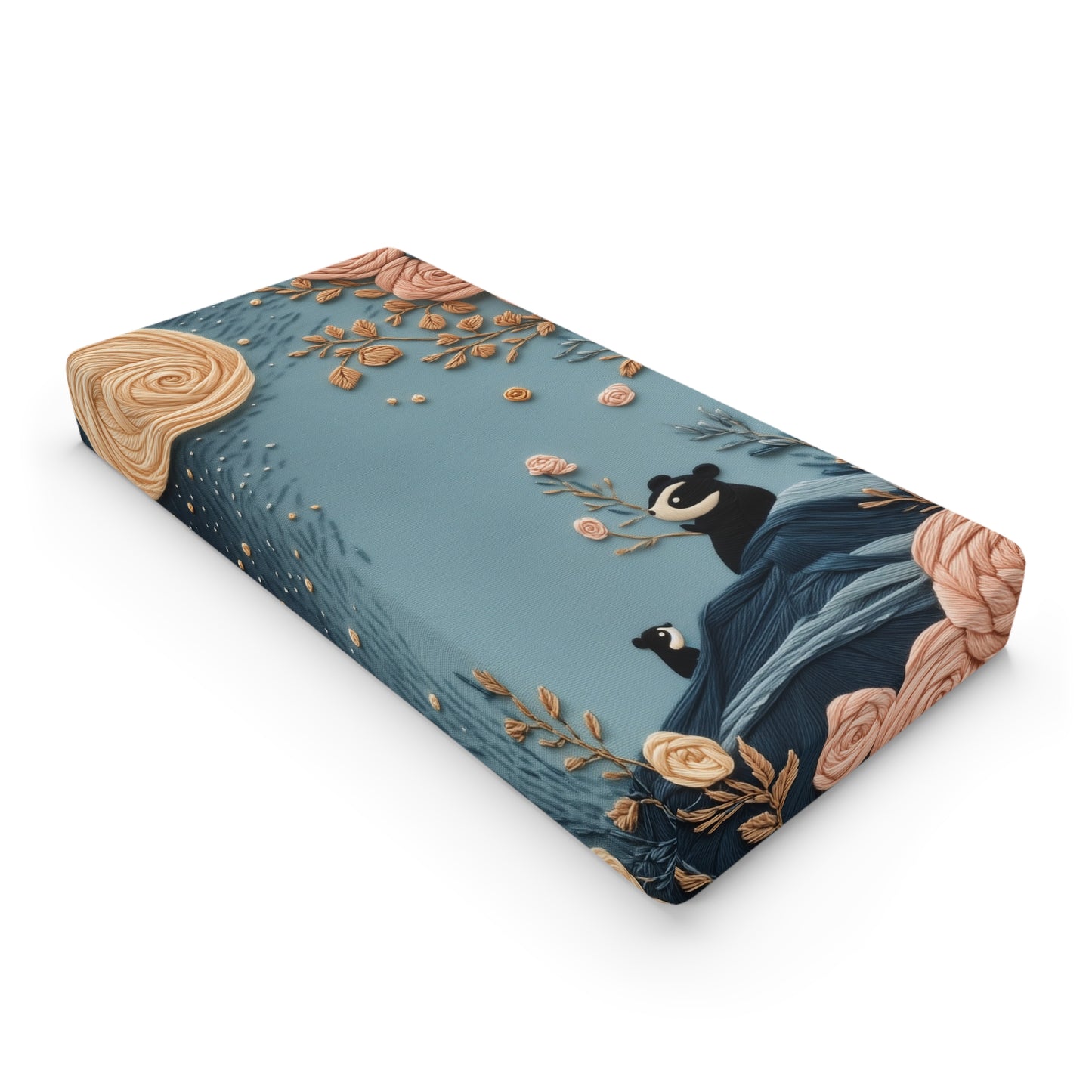 Custom Changing Pad Cover: Panda Blooms
