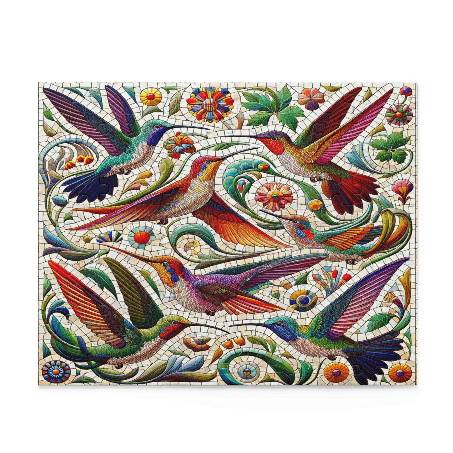Mosaic Melody: The Dance of Hummingbirds - Puzzle (120, 252, 500-Piece)