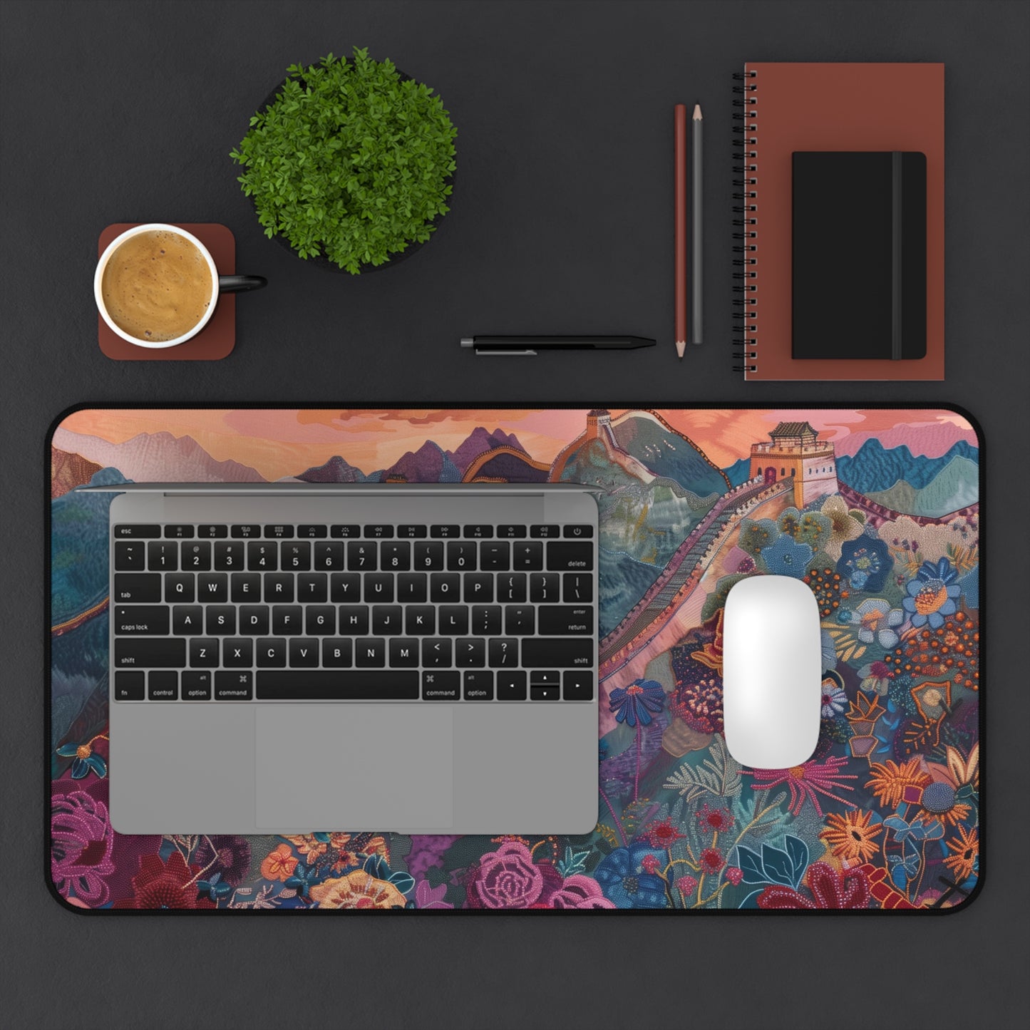 Gaming Desk Mat - Majestic Dusk at the Great Wall of China