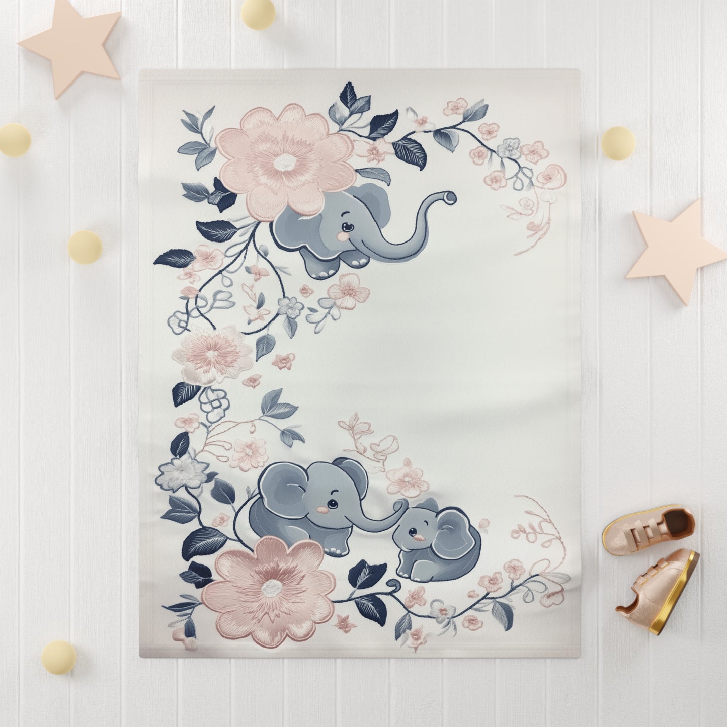 Custom Soft Fleece Baby Blanket - Elephant Bliss
