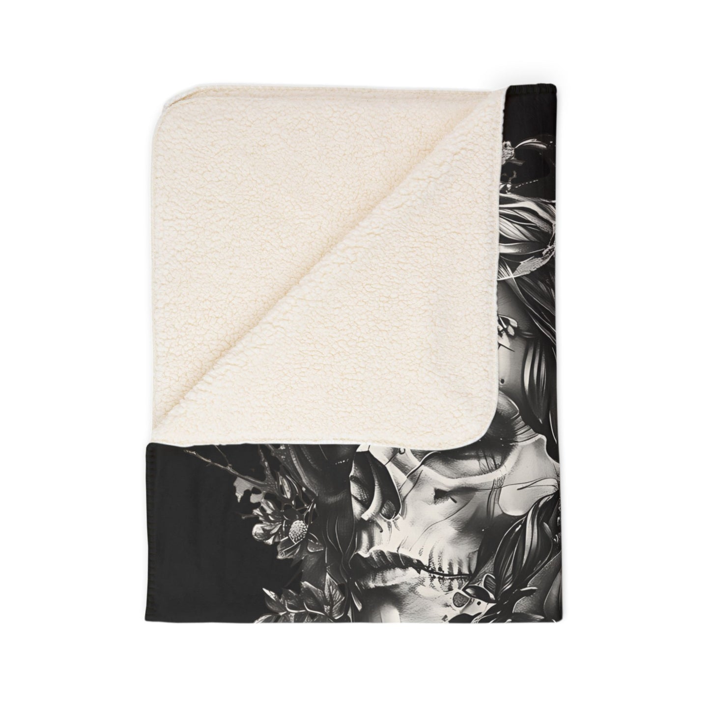 Sherpa Blanket: Custom Bloom & Skull Accent Fleece Throw