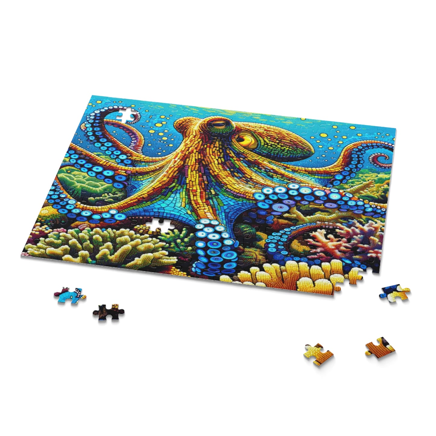 Kaleidoscope of the Deep: The Mesmerizing Mosaic Octopus - Puzzle (120, 252, 500-Piece)