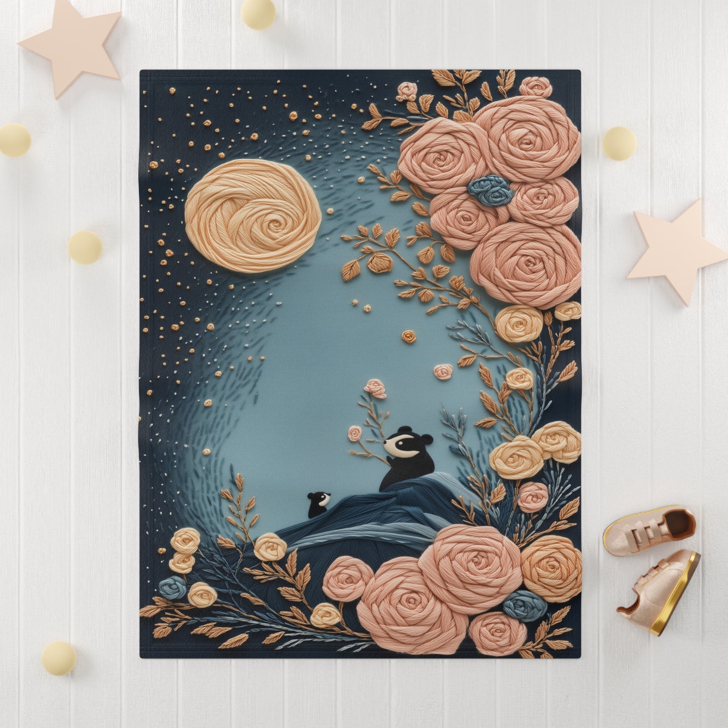 Custom Soft Fleece Baby Blanket - Panda Blooms