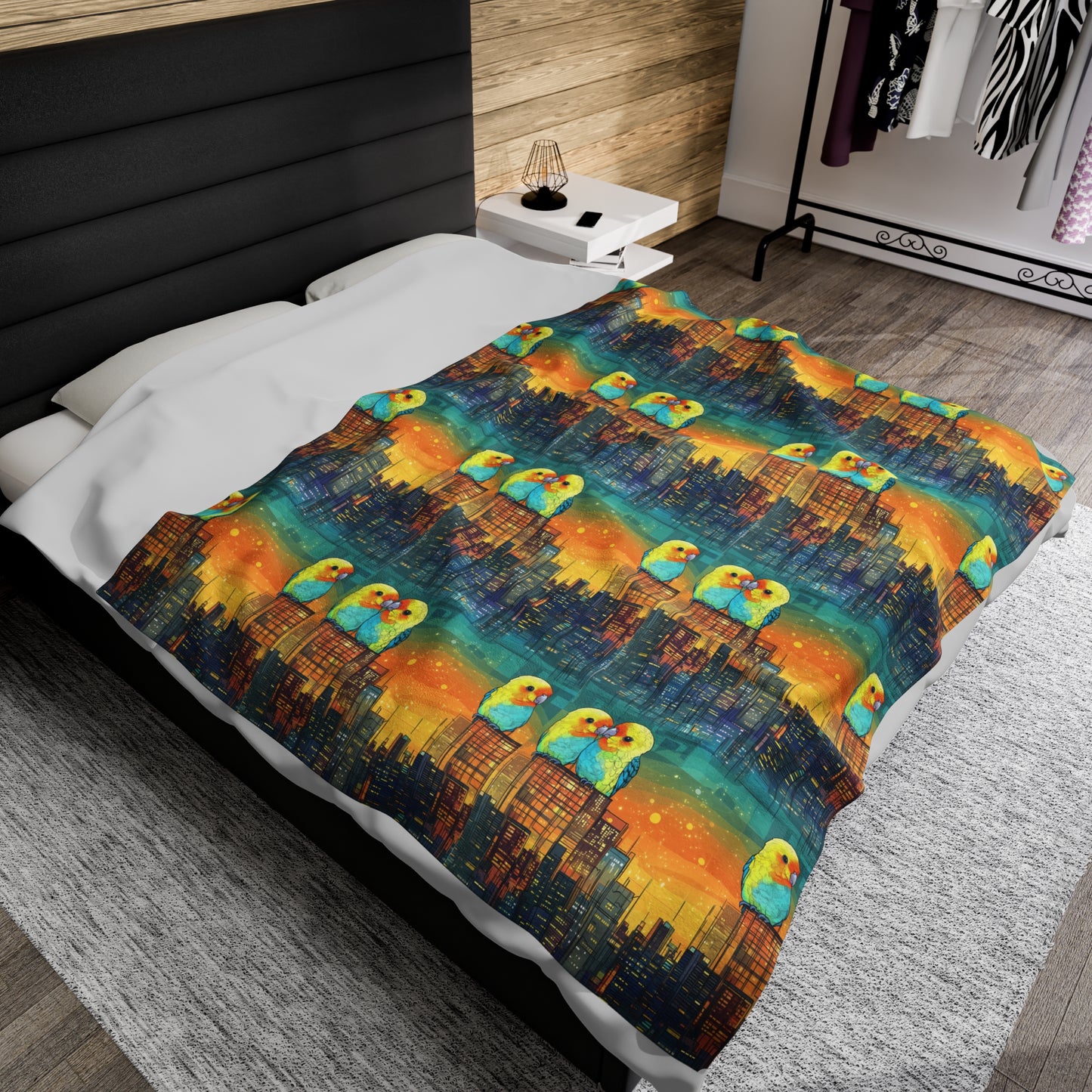 Velveteen Plush Blanket - Skyline Serenade