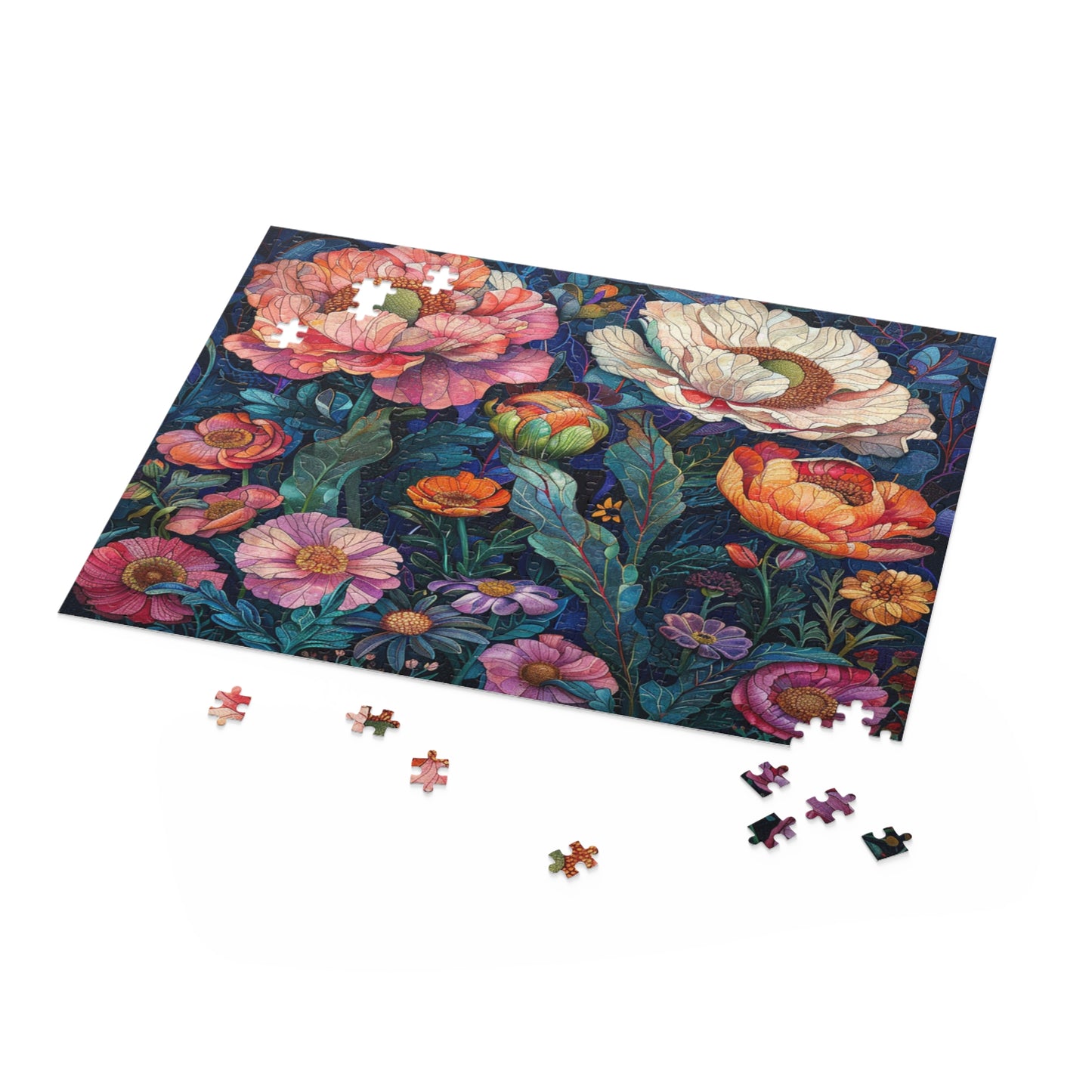 Midnight Bloom: A Symphony of Peonies in Moonlight - Puzzle (120, 252, 500-Piece)
