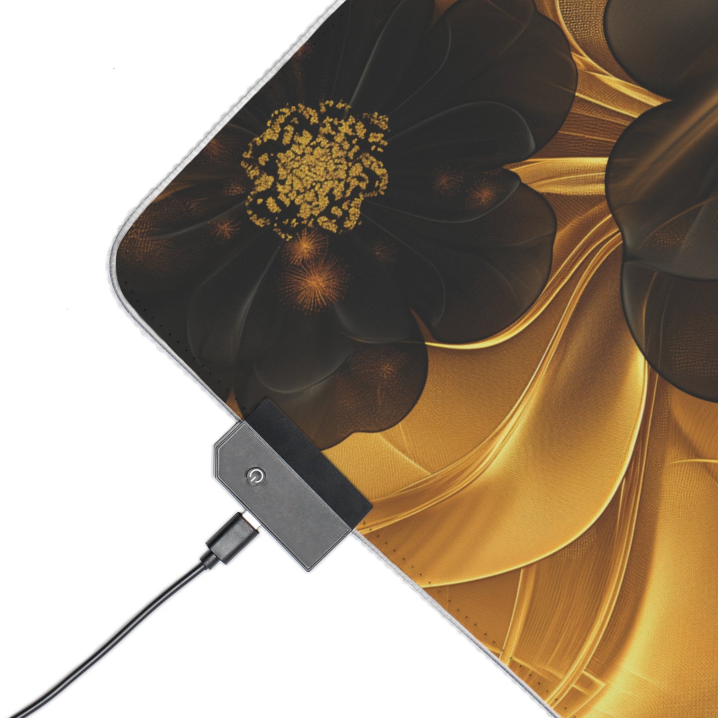LED Gaming Mouse Pad - Golden Noir Blossoms