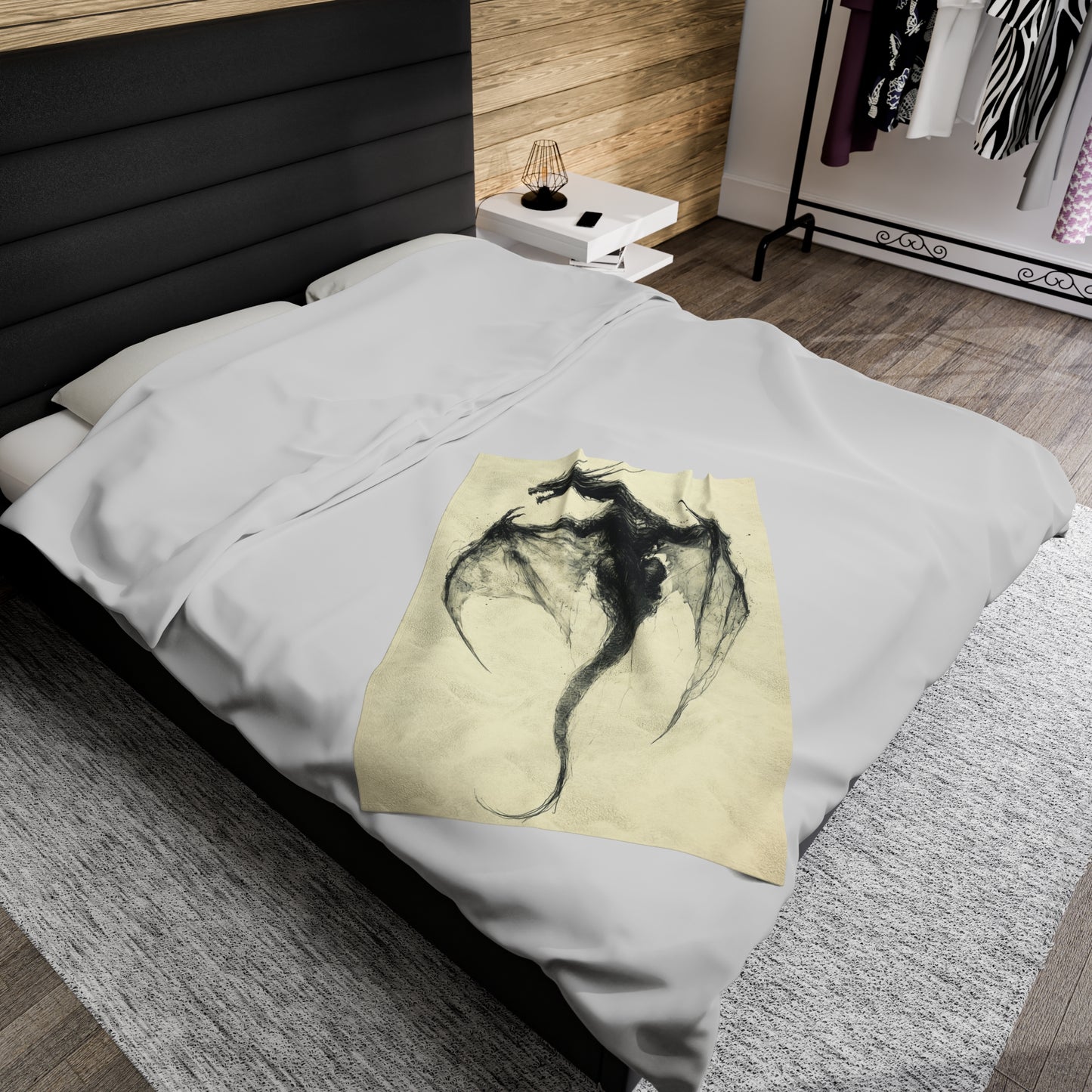 Velveteen Plush Blanket - Dragon Eclipse Celestial Cozy Throw