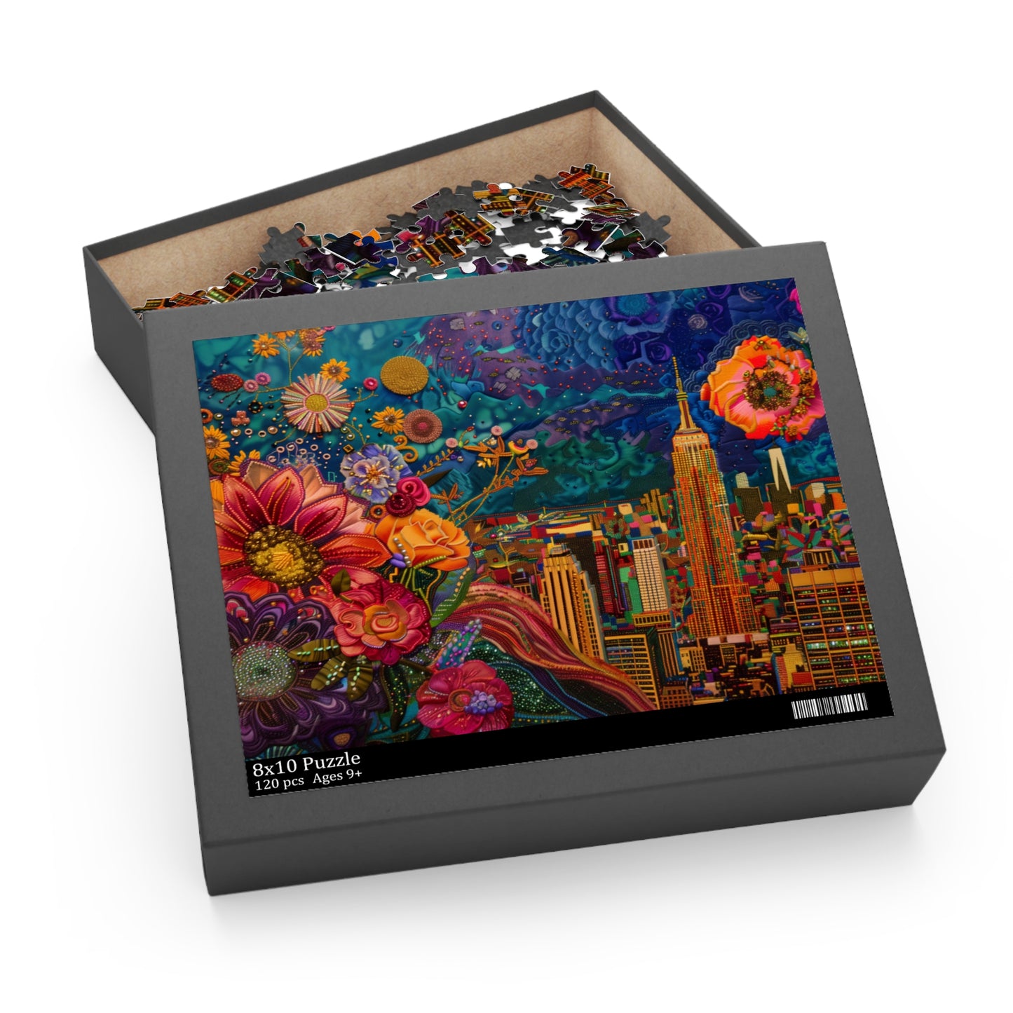 Empire State Building in Floral Twilight - Puzzle (120, 252, 500-Piece)