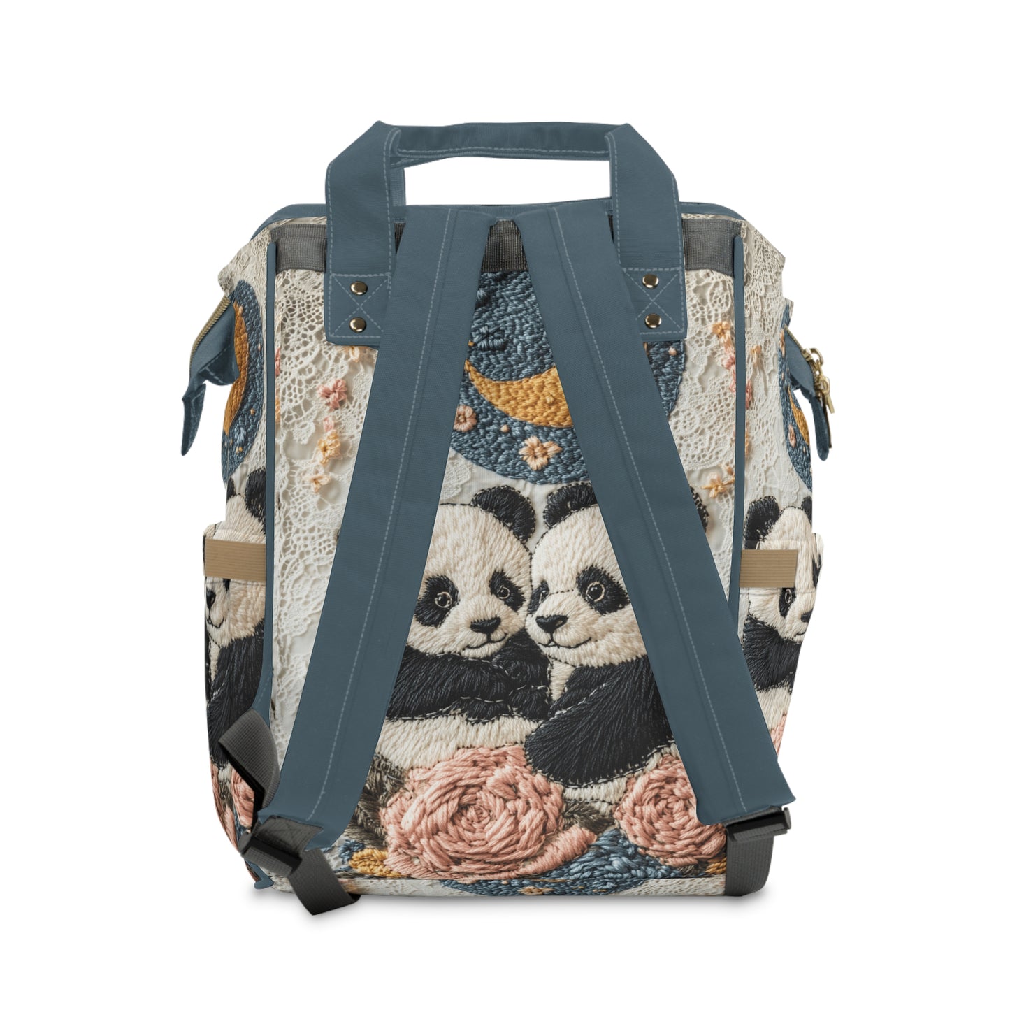 Custom Multifunctional Diaper Backpack: Twin Pandas Design