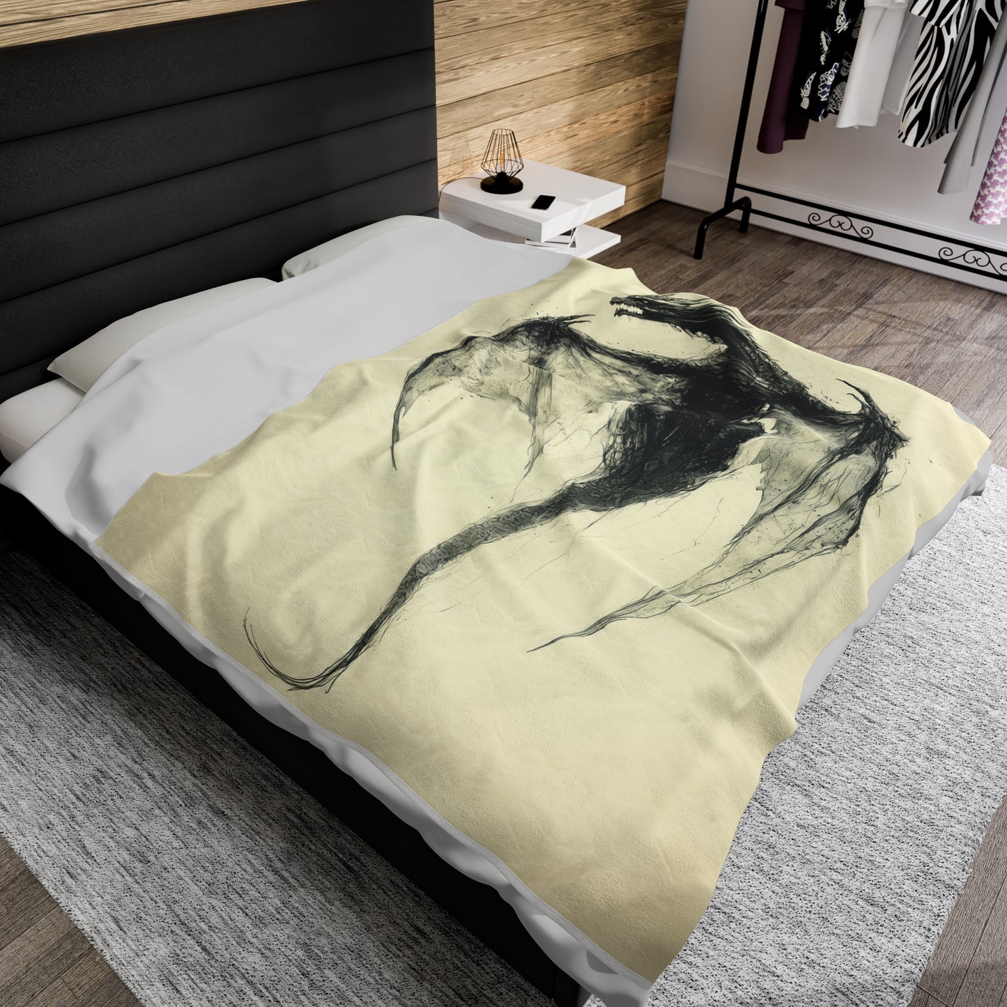 Velveteen Plush Blanket - Dragon Eclipse Celestial Cozy Throw