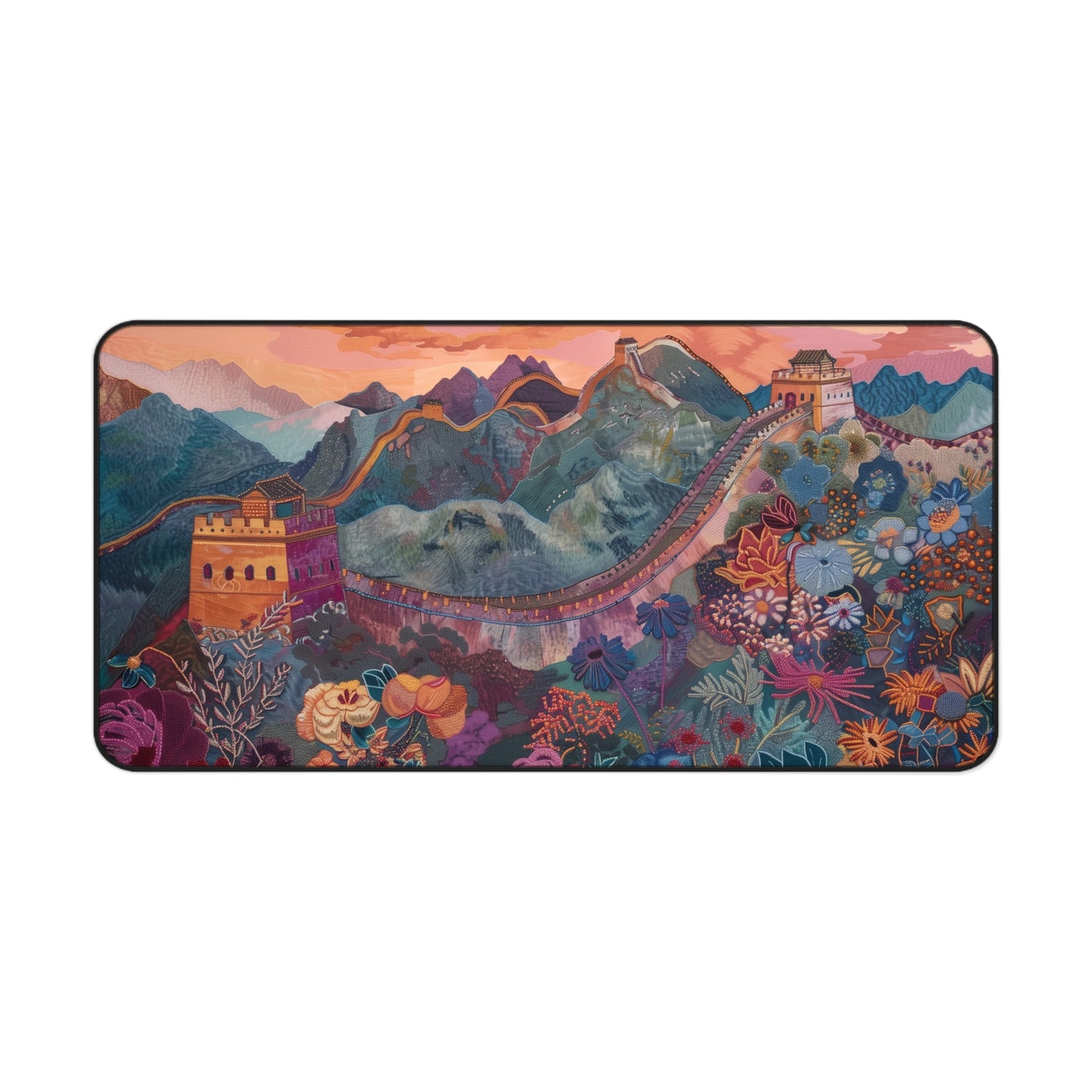 Gaming Desk Mat - Majestic Dusk at the Great Wall of China