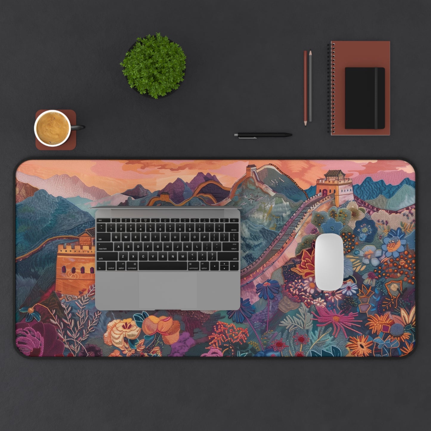 Gaming Desk Mat - Majestic Dusk at the Great Wall of China