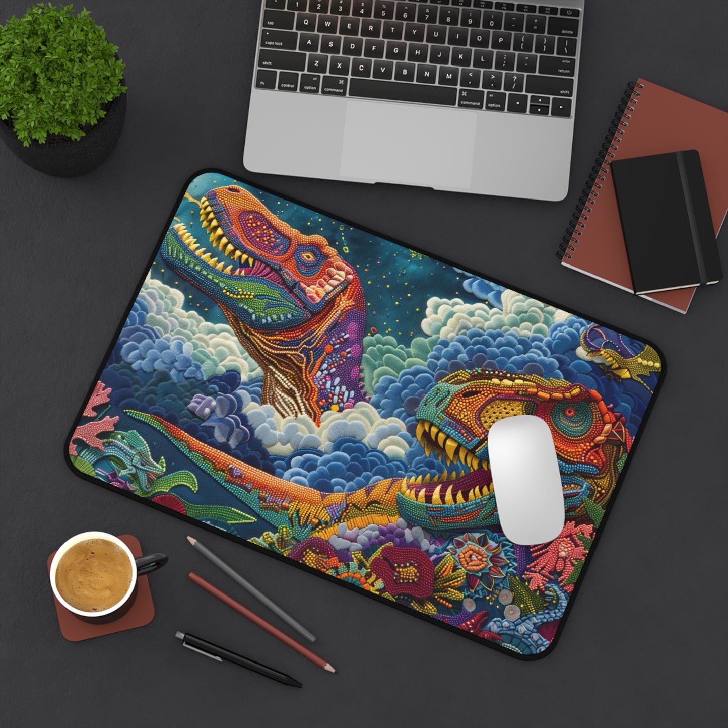 Gaming Desk Mat - Celestial T-Rex Duet