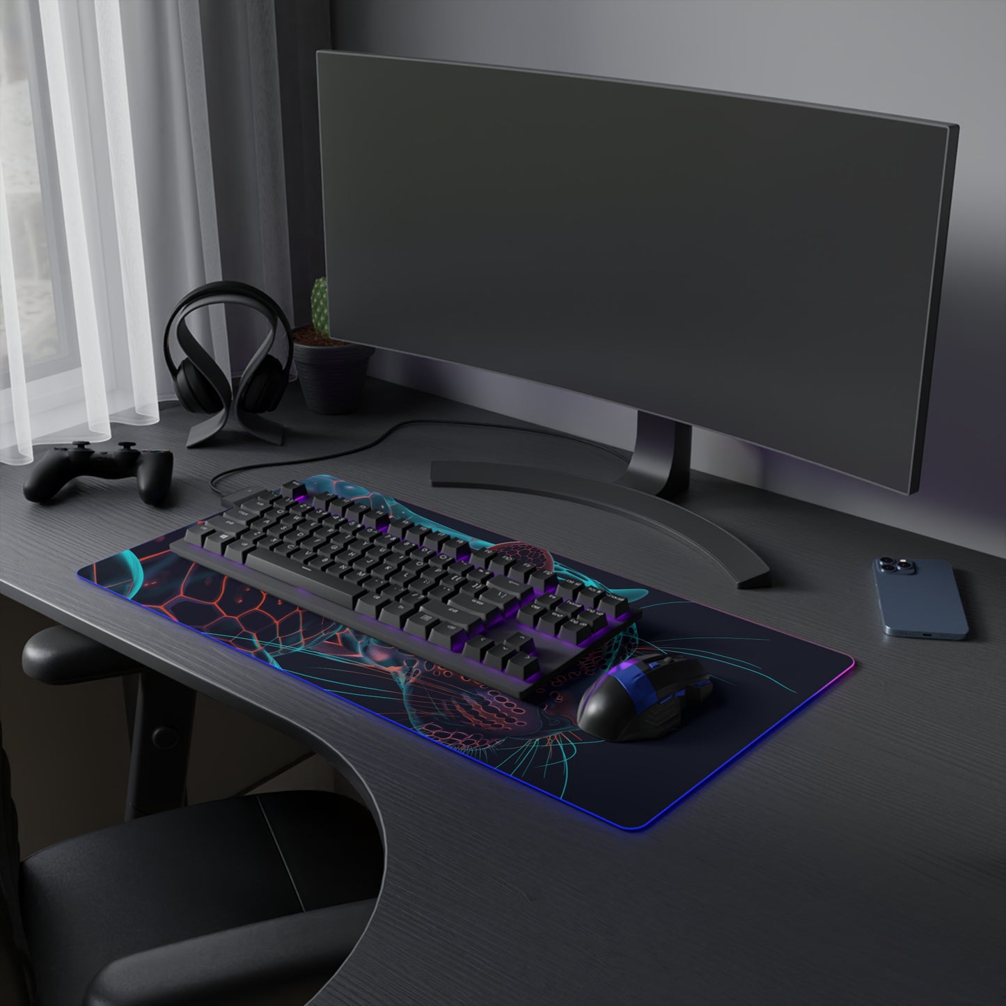 LED Gaming Mouse Pad - Neon Net Jaguar