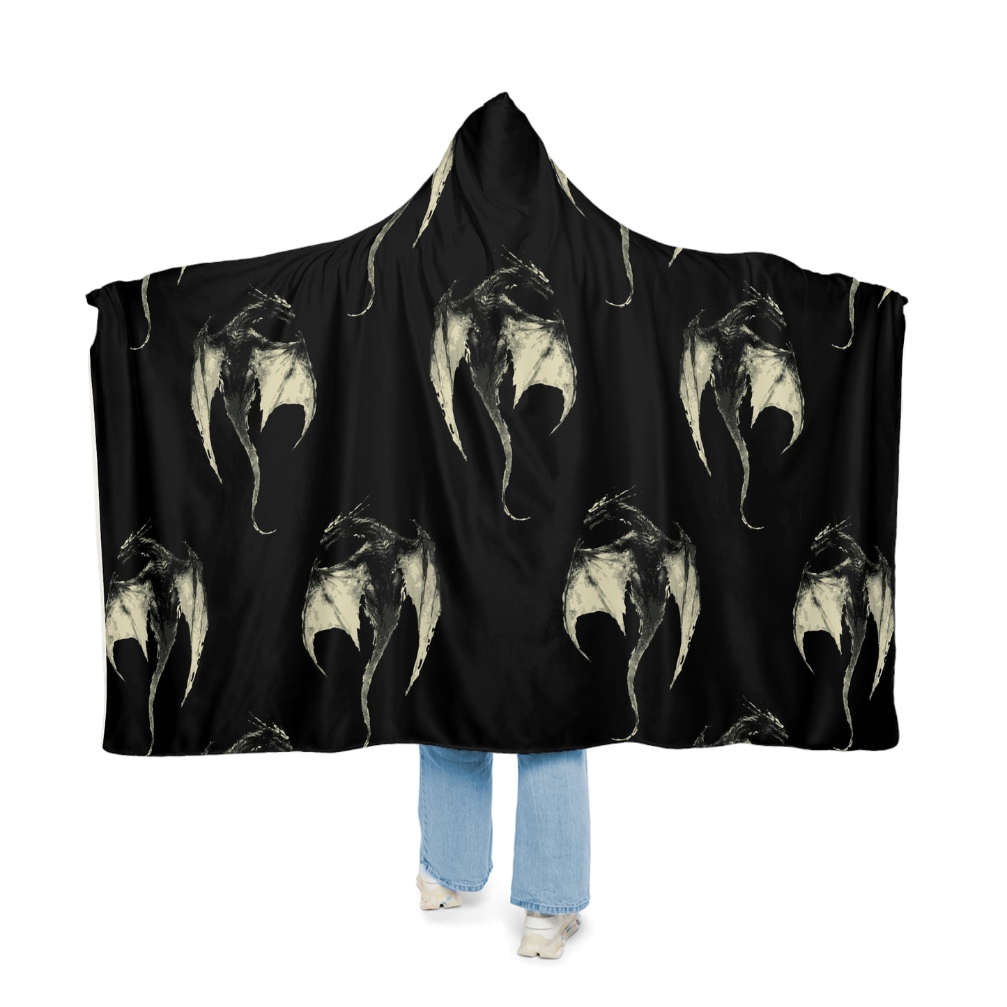 Hooded Snuggle Blanket: Sherpa or Fleece: Shadow Dragon