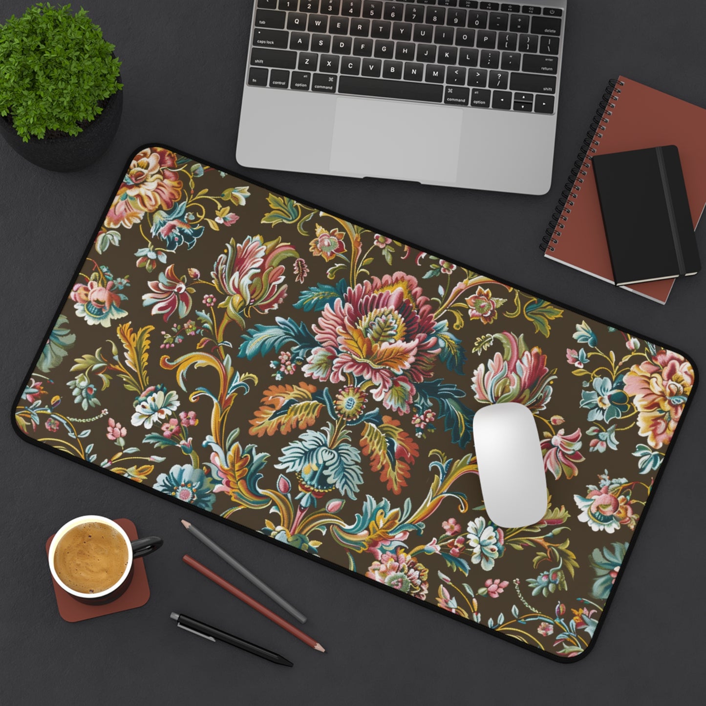 Gaming Desk Mat - Baroque Floral Symphony