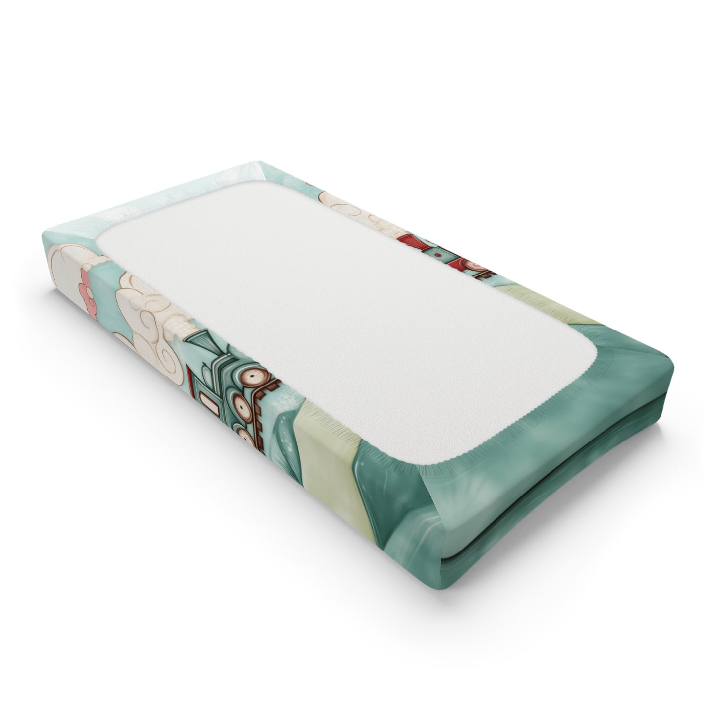 Custom Changing Pad Cover: Cartoon Train Design