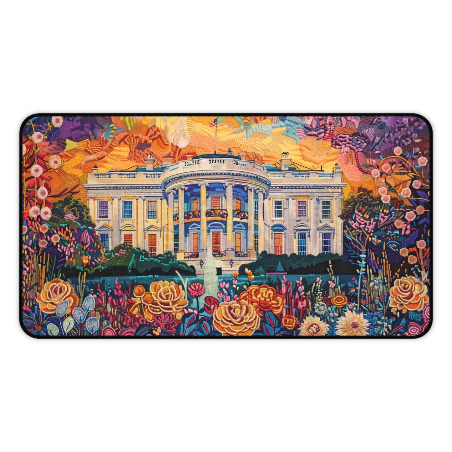 Gaming Desk Mat - Floral Splendor at the White House