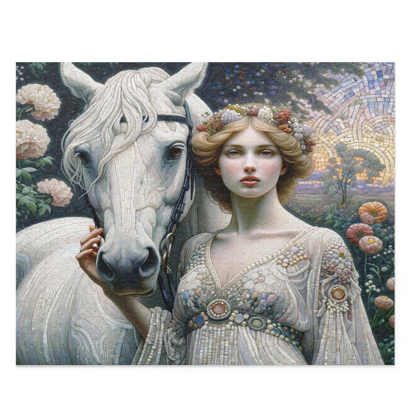 Lady and Steed Mosaic - Puzzle (120, 252, 500-Piece)