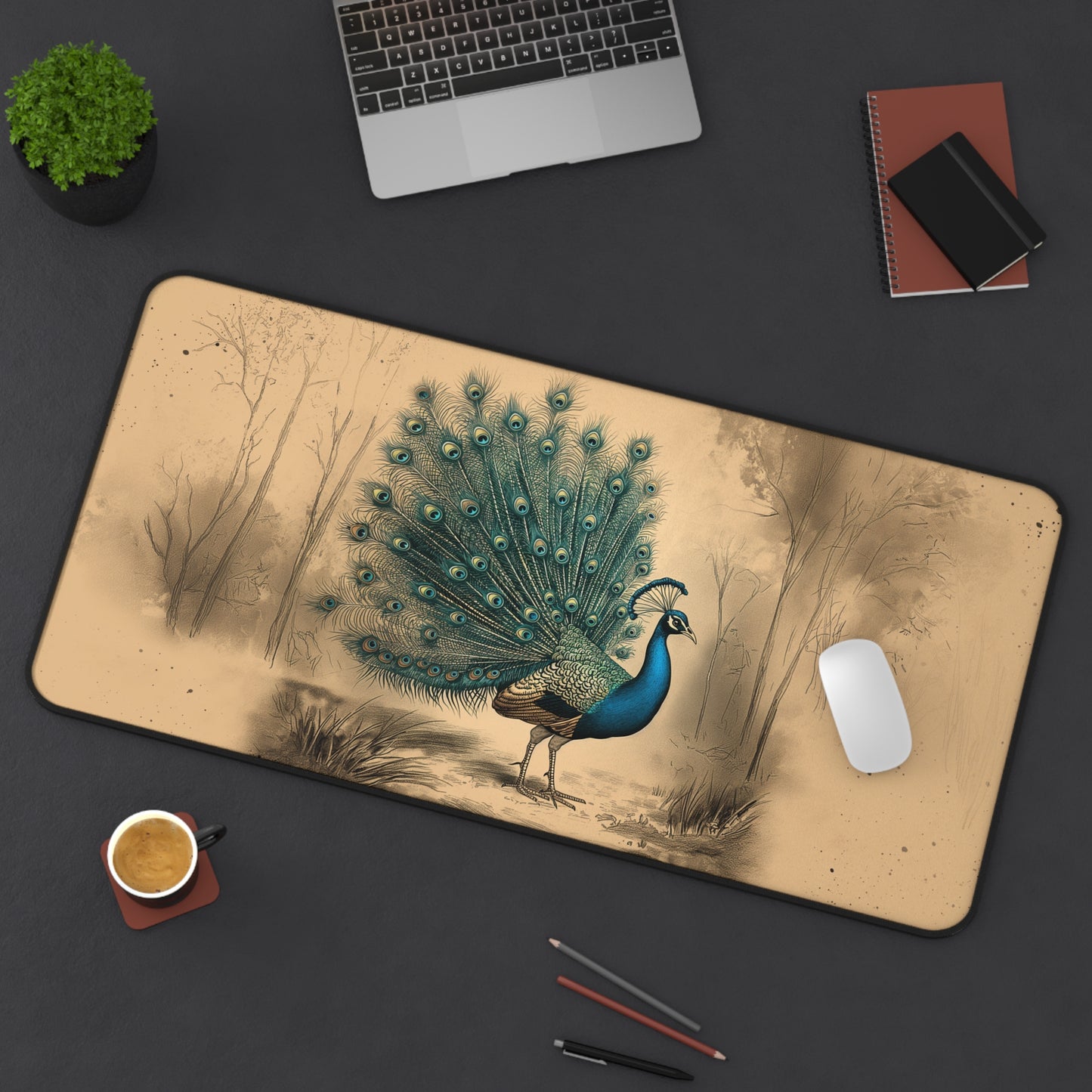 Gaming Desk Mat - Magnificent Peacock Display