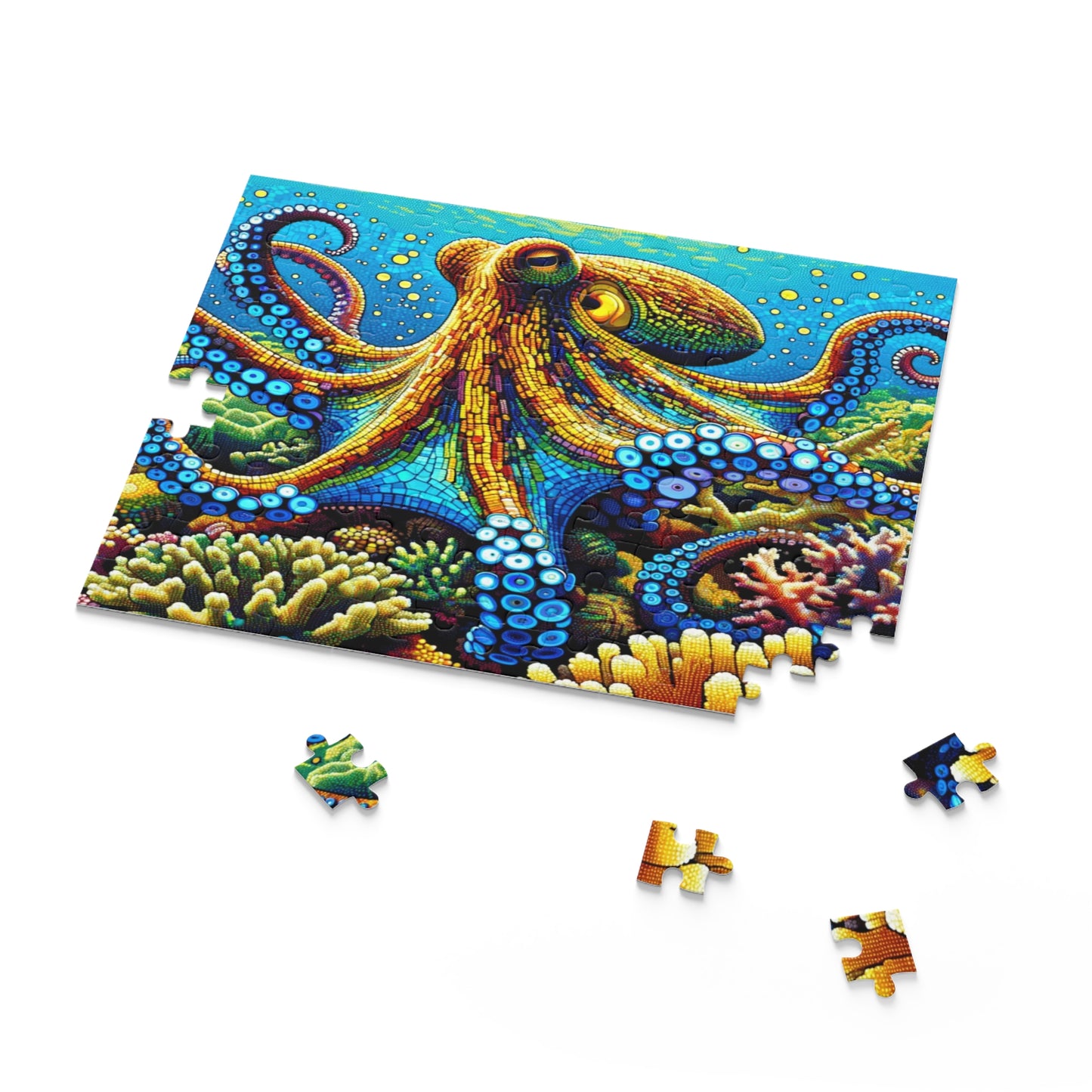 Kaleidoscope of the Deep: The Mesmerizing Mosaic Octopus - Puzzle (120, 252, 500-Piece)