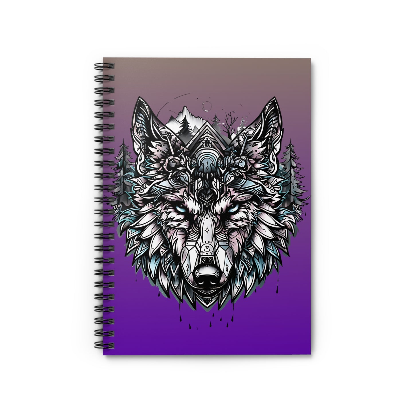 Spiral Notebook - Mystic Wilderness: A Tribal Wolf Tattoo Design_Royal