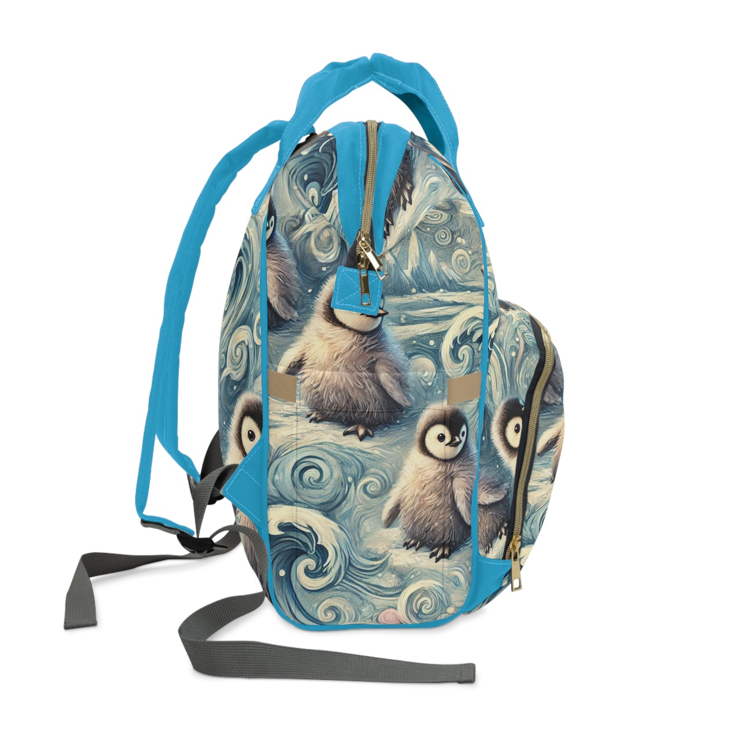 Custom Diaper Backpack - Penguin Whirl Oceanic Pattern for Stylish Parents