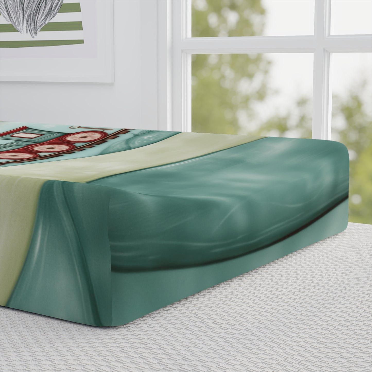 Custom Changing Pad Cover: Cartoon Train Design