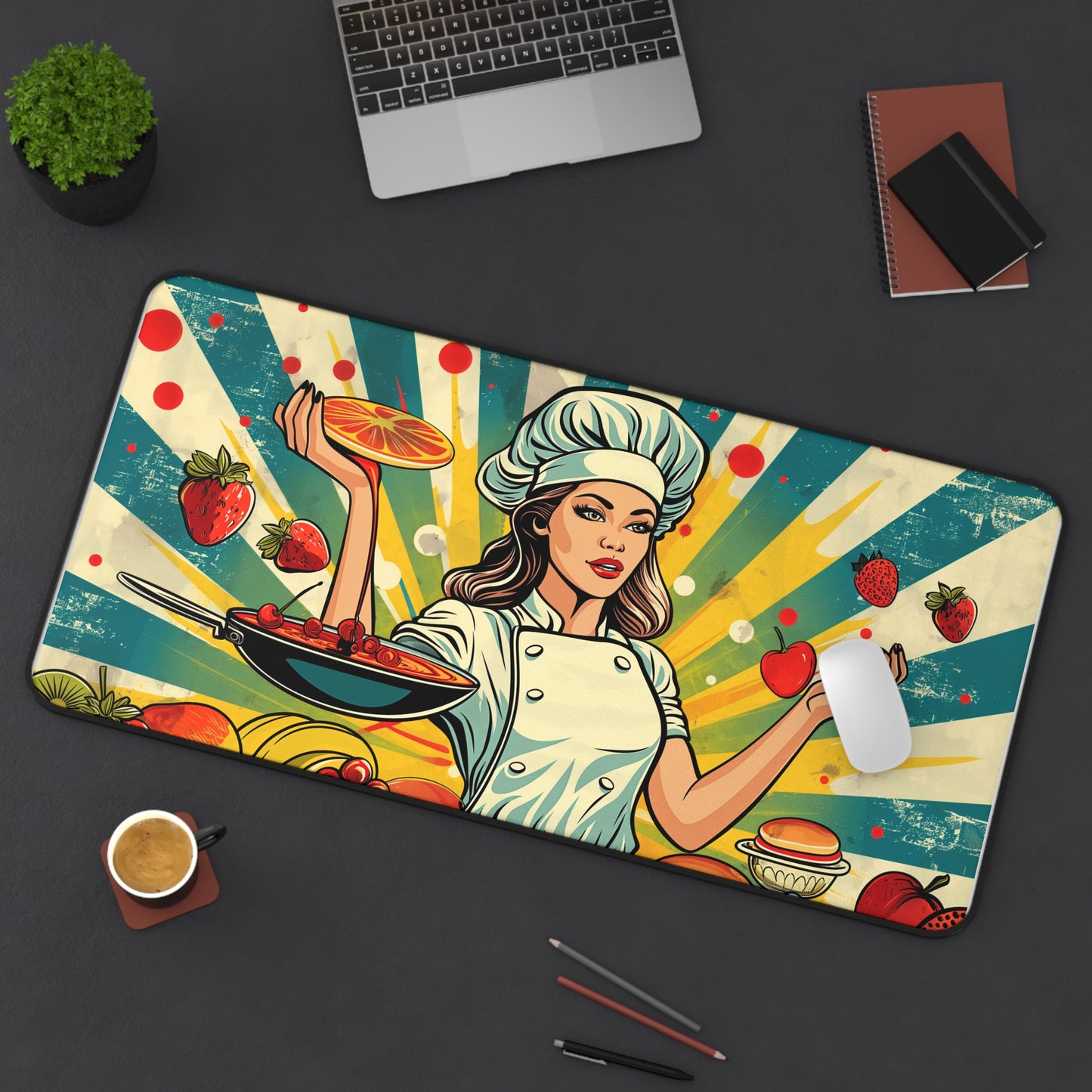 Gaming Desk Mat - Chef's Pop Art Paradise