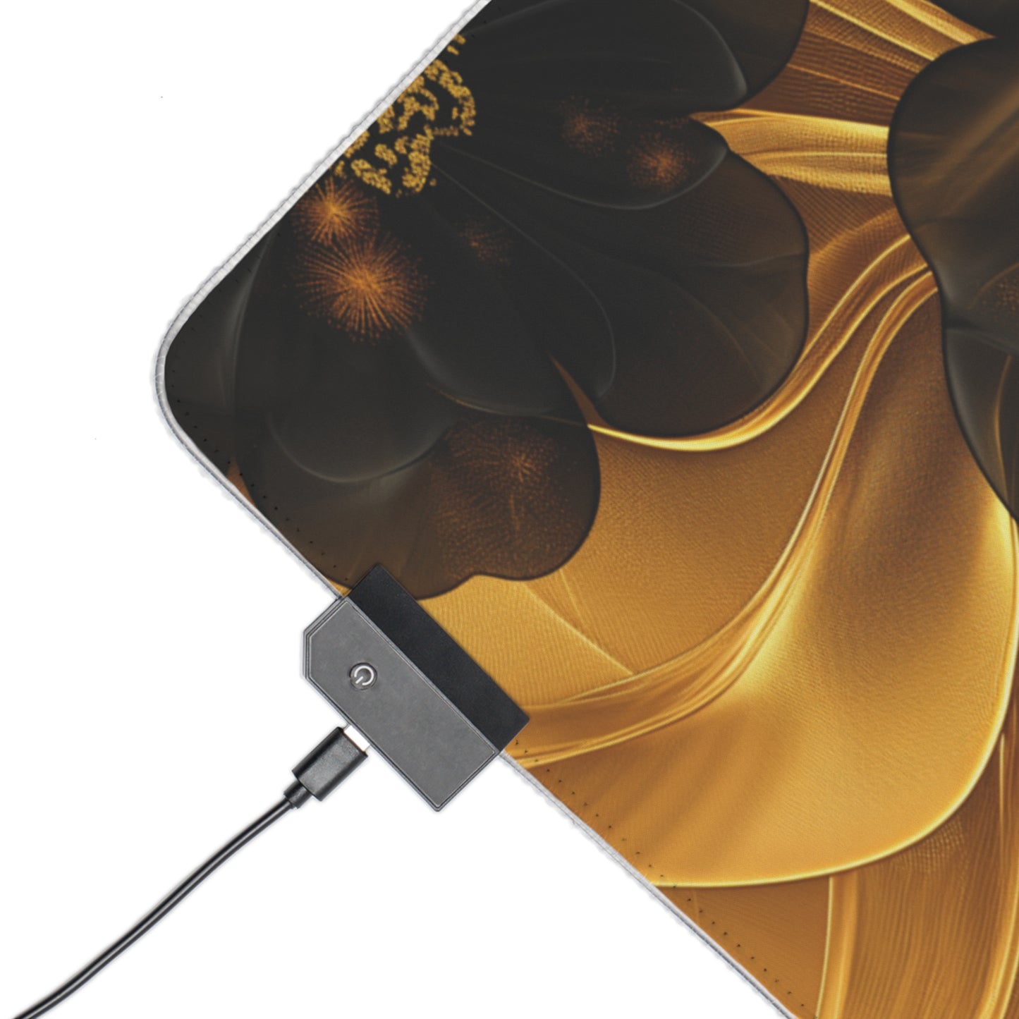 LED Gaming Mouse Pad - Golden Noir Blossoms