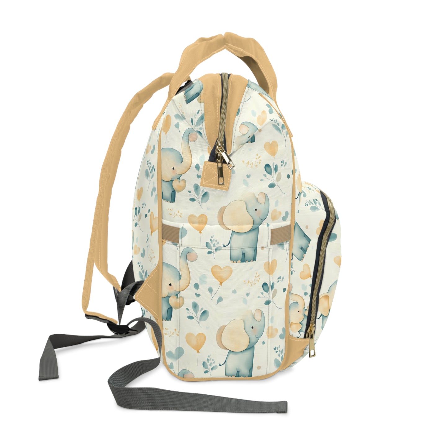 Custom Multifunctional Diaper Backpack: Elephant Embrace Baby Bag